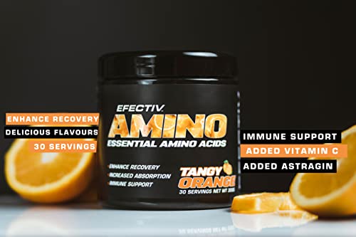 Efectiv Nutrition Amino 300g - Tangy Orange Flavor BCAA Powder for Muscle Recovery & Workout Performance | Pre & Post Workout Supplement for Athletes & Fitness Enthusiasts