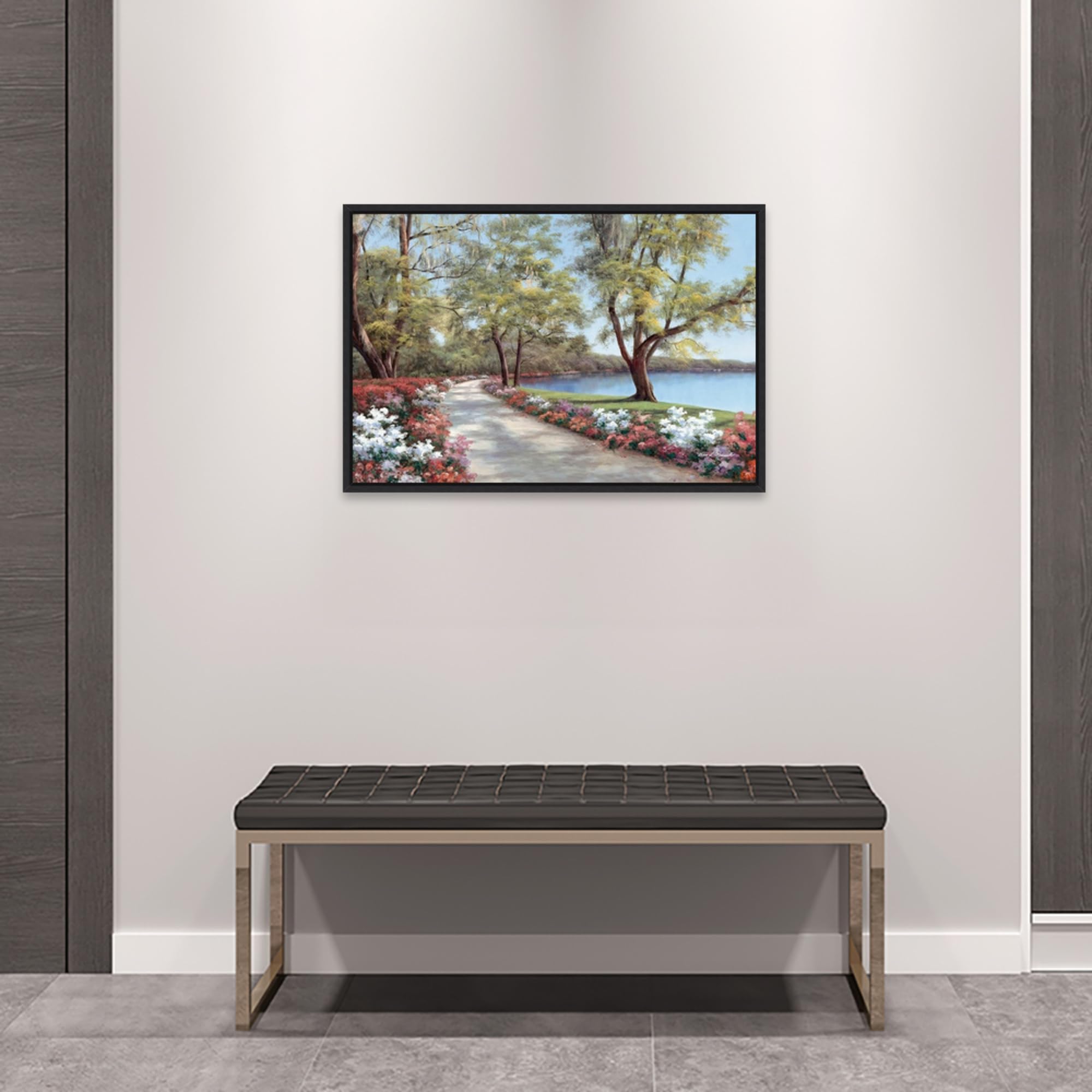 Amanti Art Framed Canvas Wall Art - 23x33 Sentimental Journey Landscape Painting by Diane Romanello | Modern Framed Wall Decor for Living Room, Bedroom & Bathroom | Perfect for Home, Office & Gift Giving