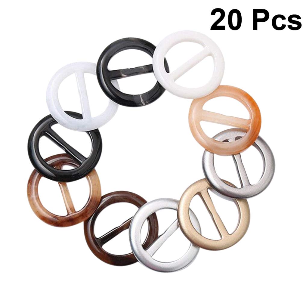 SEWACC 20pcs Resin Scarf Buckle Clips - Round T-Shirt Clip Rings, Tie Clips & Clothing Holders for Women & Girls | Perfect for Organizing Scarves, Wraps & Accessories