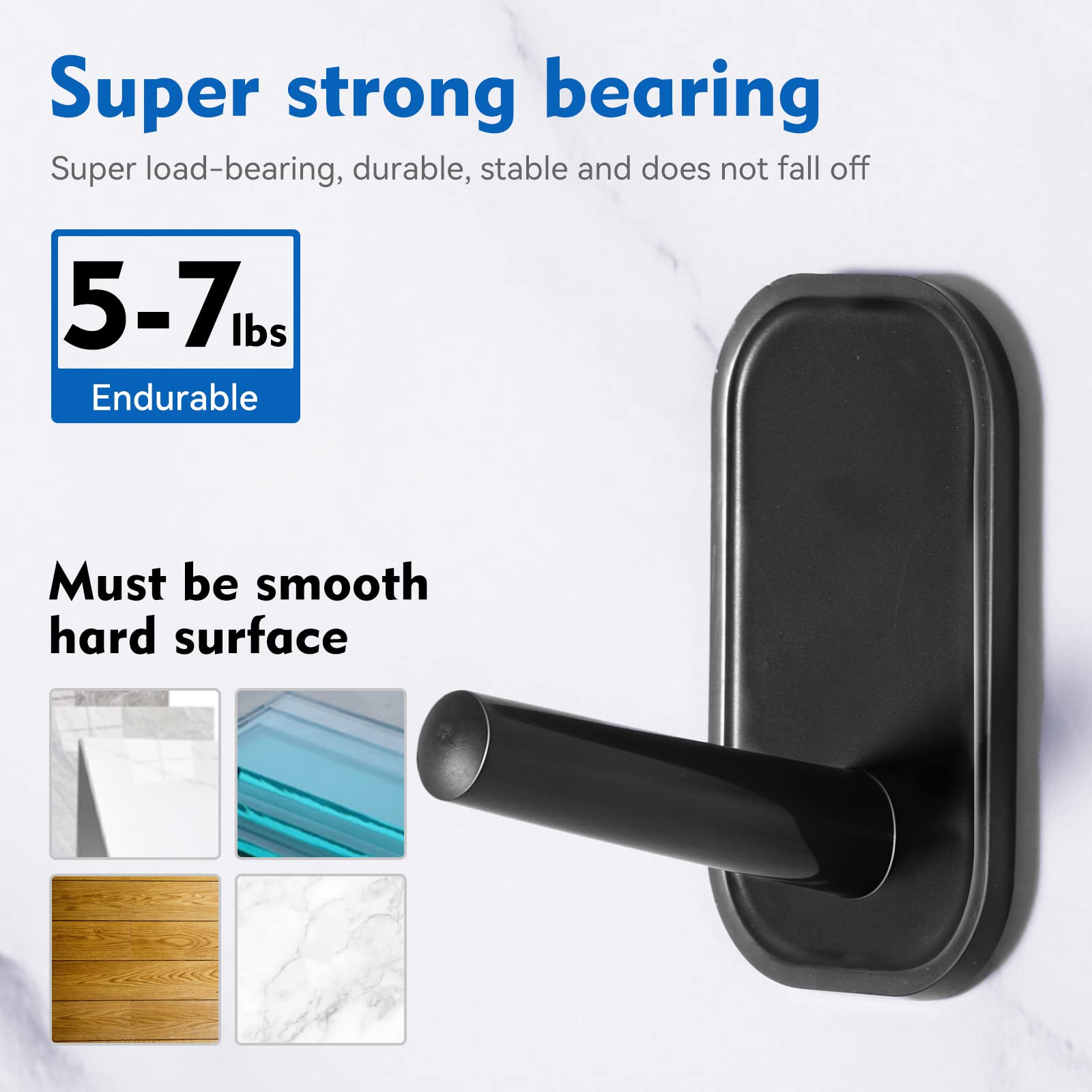 INNÔPLUS 12 Pack Heavy Duty Adhesive Wall Hooks - Strong Stick-On Hooks for Hats, Towels, Coats, Robes & Scarves - Multi-Purpose Utility Hooks for Kitchen, Bathroom, Office, Dorm & Home Organization (Black) | Perfect for Hanging Accessories, Decor & Daily Essentials