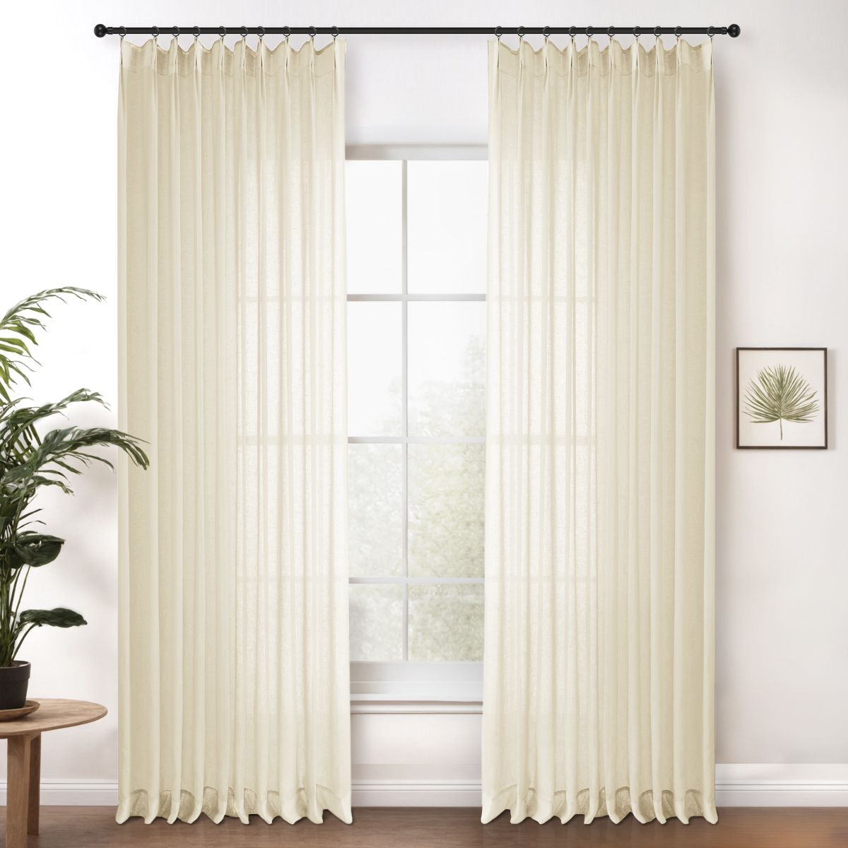 Natural Cloud Linen Bright White Sheer Curtains - Soft Breezy Custom Drapes with Pleated Design | Perfect for Living Room, Bedroom & Nursery Window Treatments
