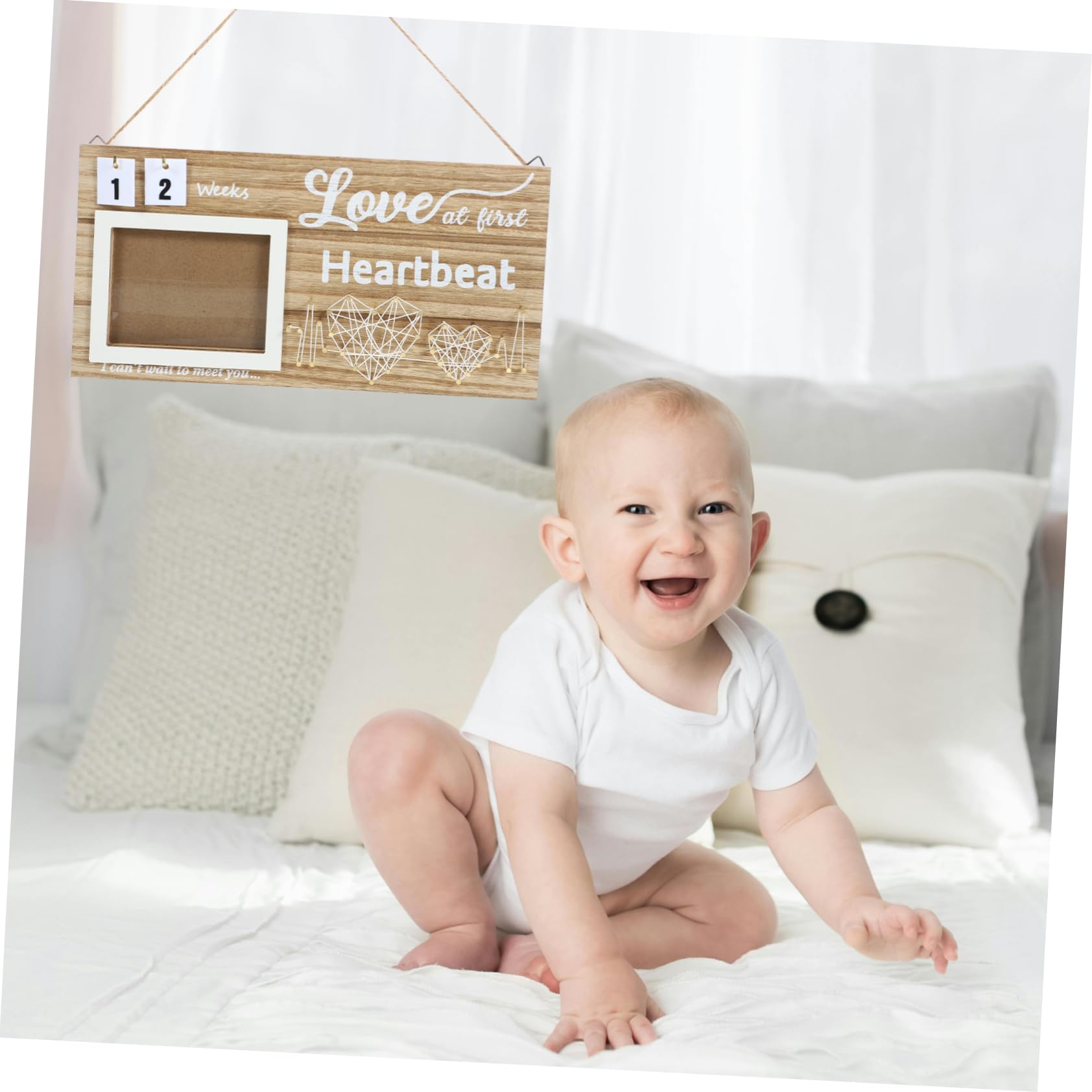 ORFOFE Wooden Baby Sonogram Photo Album & Picture Frame - Handcrafted Keepsake for Baby Showers, Newborn Announcements, and Family Memories