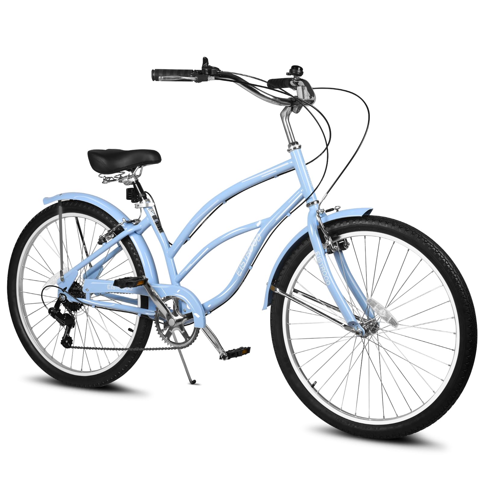26 Inch Women's Beach Cruiser Bike - 7 Speed Hybrid Cruiser Bicycle for Adults, Lightweight Frame with Anti-Skid Tires, Easy Assembly - Perfect for Coastal Rides, City Commuting & Leisure Cycling