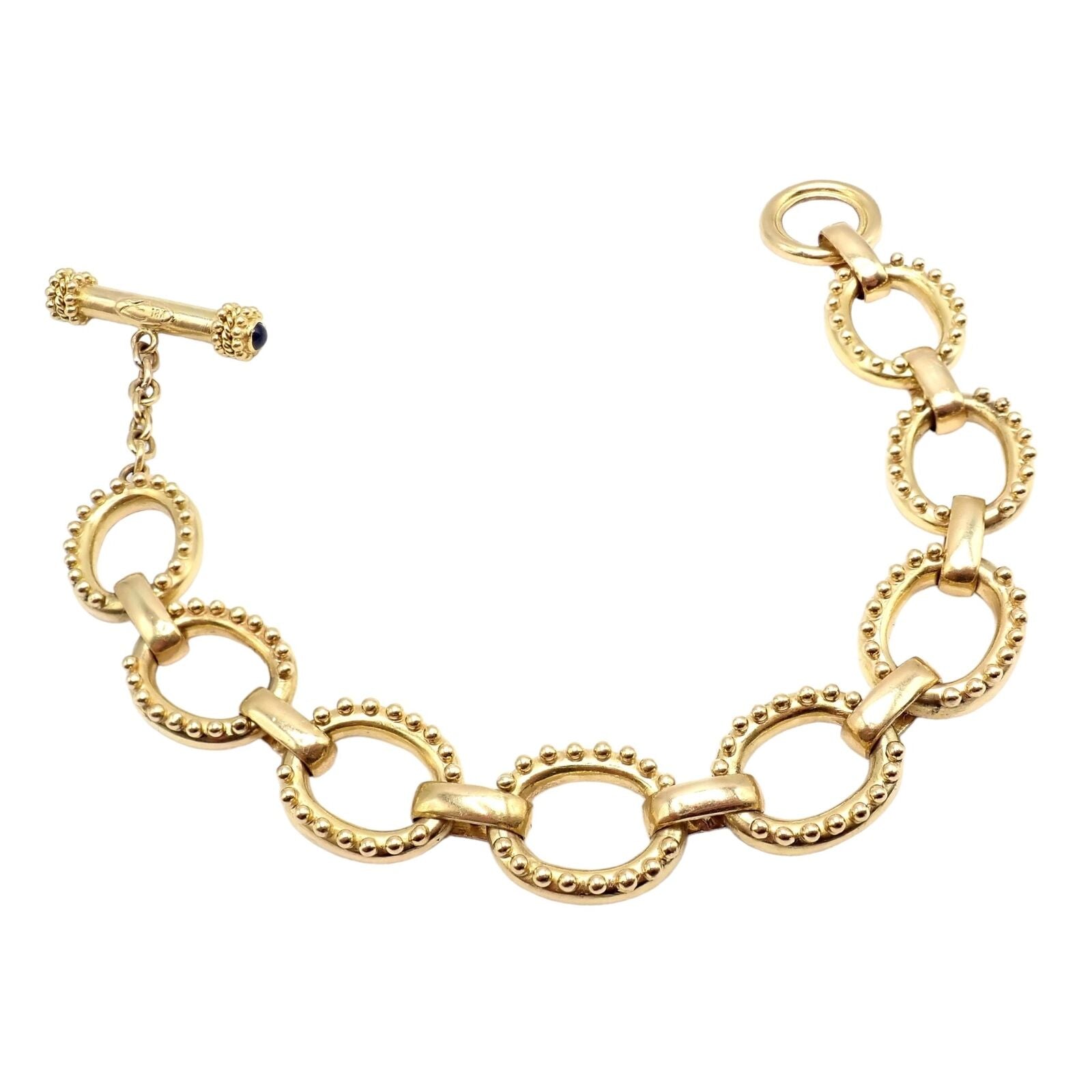 Authentic Elizabeth Locke 18k Yellow Gold Sapphire Medium Link Toggle Bracelet - Elegant Jewelry for Women, Perfect Gift for Anniversary, Birthday & Special Occasions