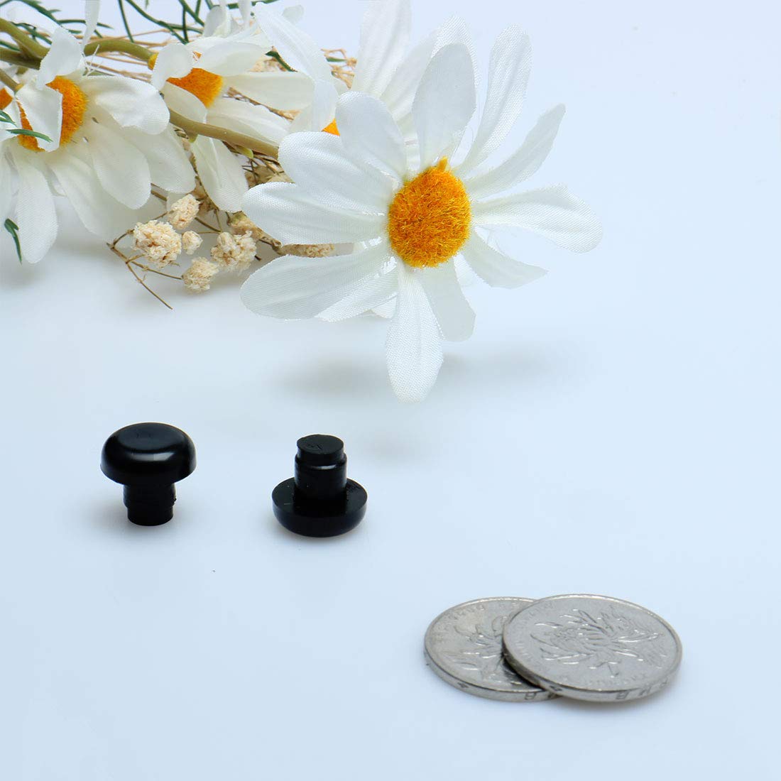 uxcell 12pcs 8mm Black Stem Bumpers Glide - Anti-Collision Furniture Pads for Patio Outdoor Glass Table Tops & Embedded Protection | Perfect for Sliding Doors, Cabinets & Smooth Surface Protection