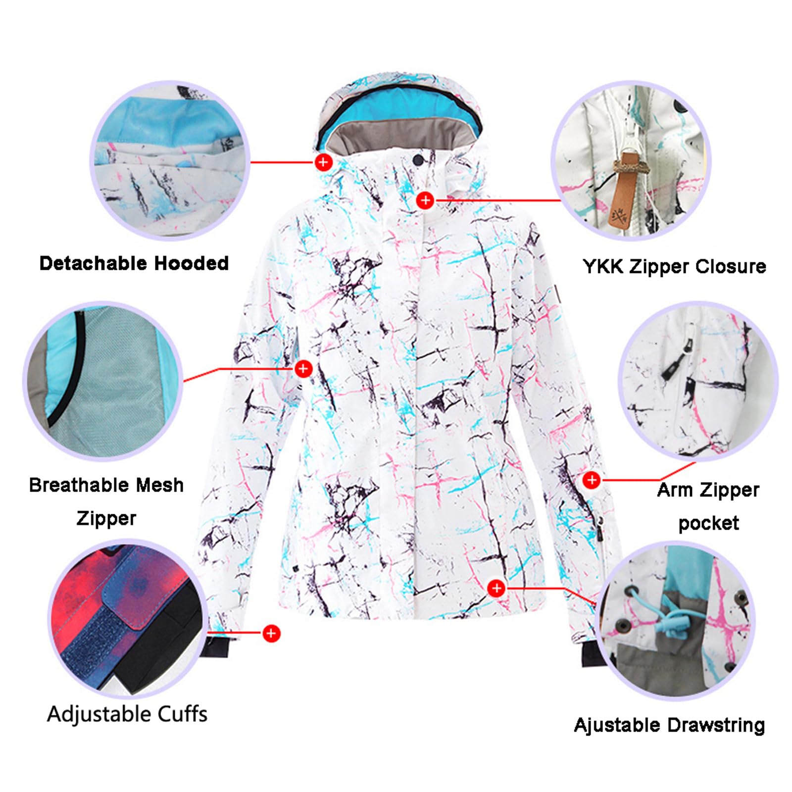 GS SNOWING Women's Ski Jacket & Pants Set - Windproof Waterproof Insulated Snowsuit for Winter Warmth - Perfect for Snowboarding, Skiing & Cold Weather Activities