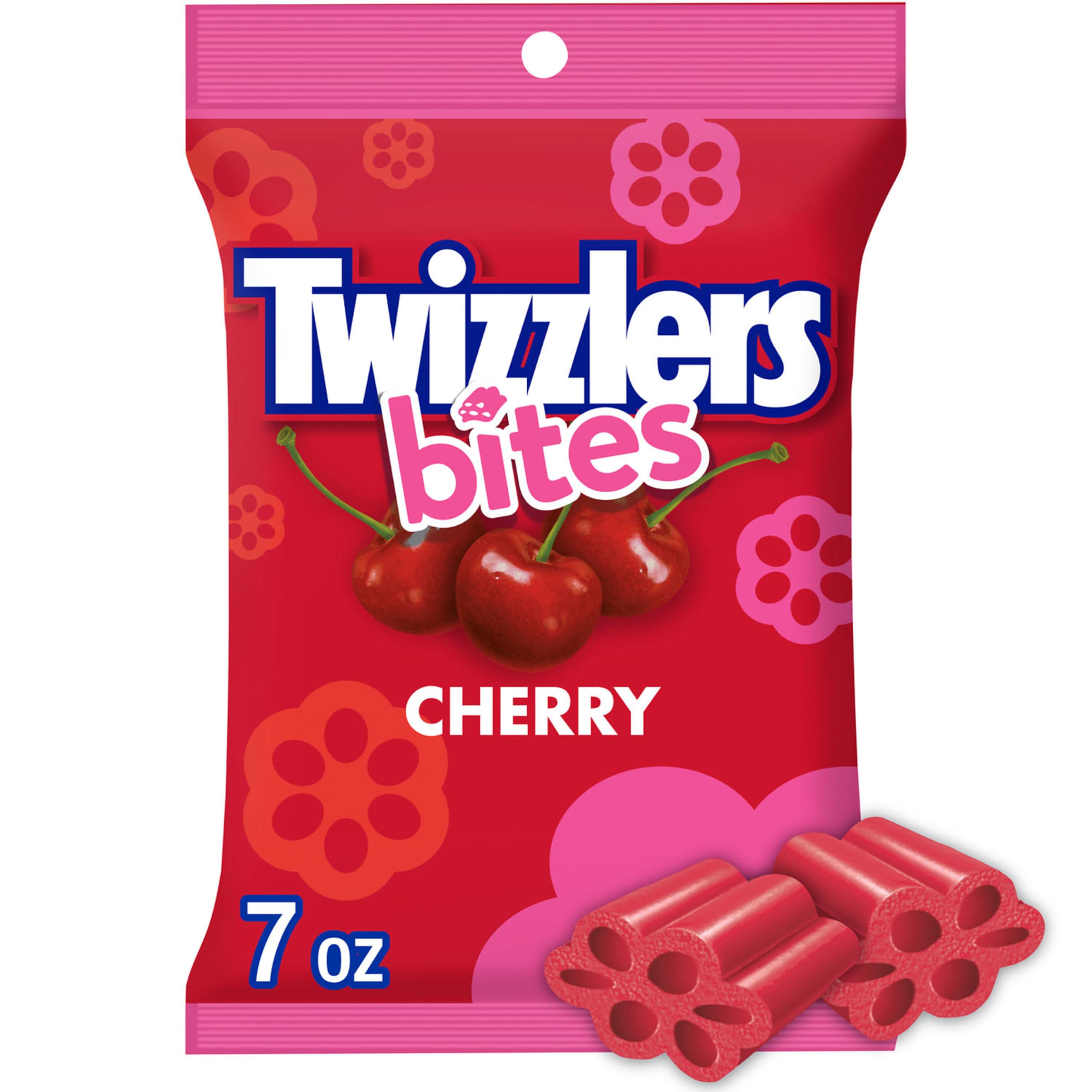 Twizzlers Bites Cherry Candy Bags - 7 oz (12 Count) | Bulk Pack of Strawberry-Flavored Licorice Twists | Perfect for Halloween Treats, Party Favors & Office Snacks