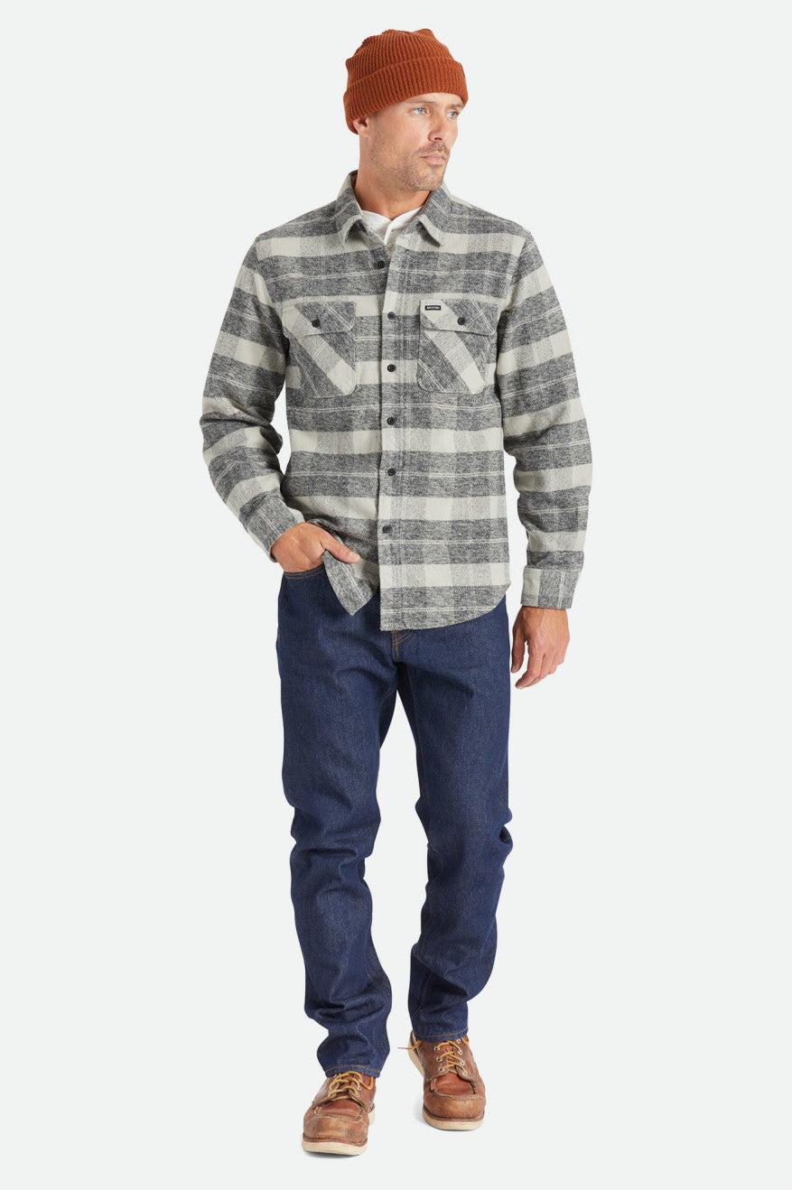 Bowery Heavyweight Long Sleeve Flannel Shirt - Black/Charcoal Plaid for Men | Warm & Durable Winter Shirt for Outdoor Activities & Casual Wear
