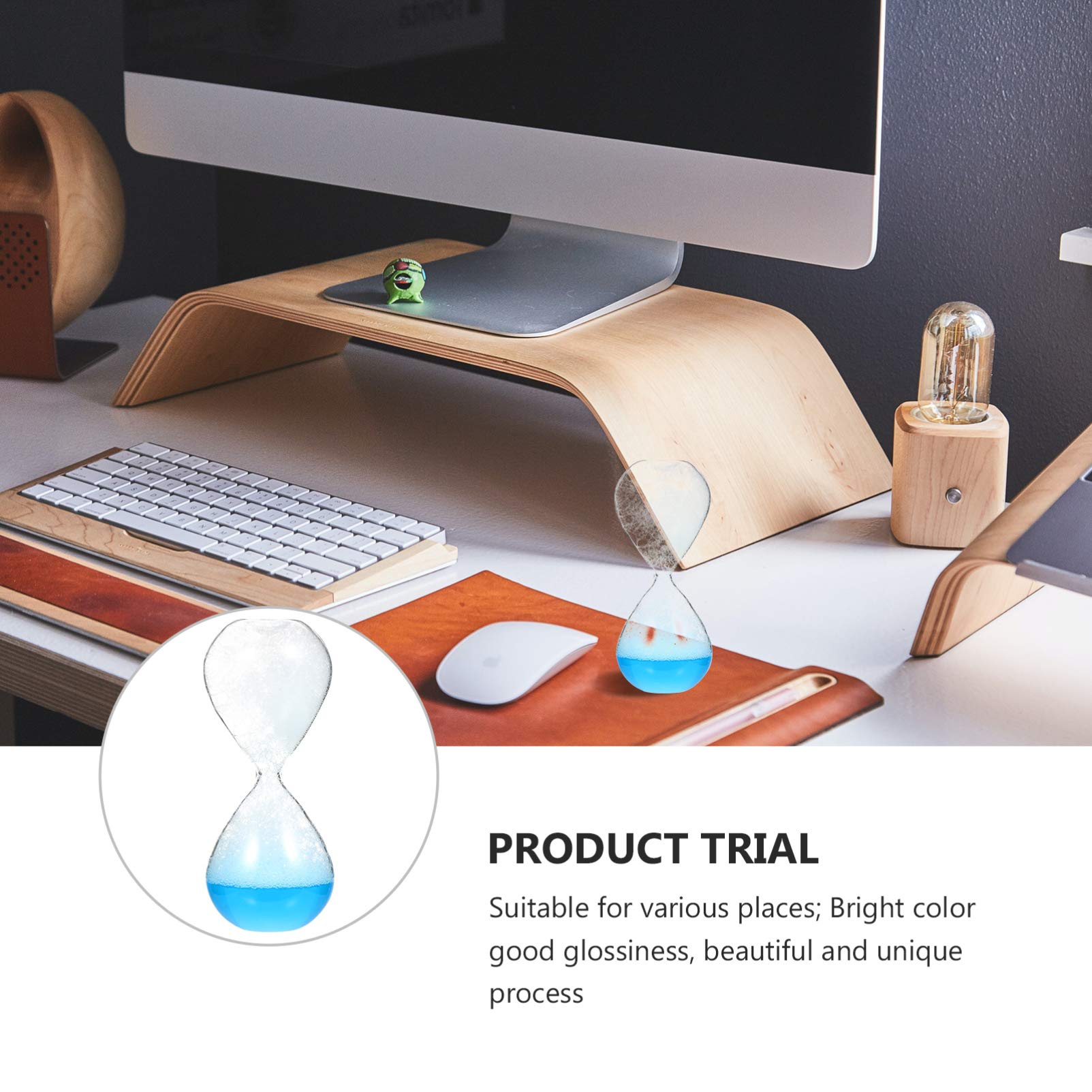 **Cabilock Blue Glass Hourglass Timer - 3-Minute Liquid Motion Bubble Timer for Meditation, Yoga, and Relaxation - Unique Home Decor and Birthday Gift Idea**
