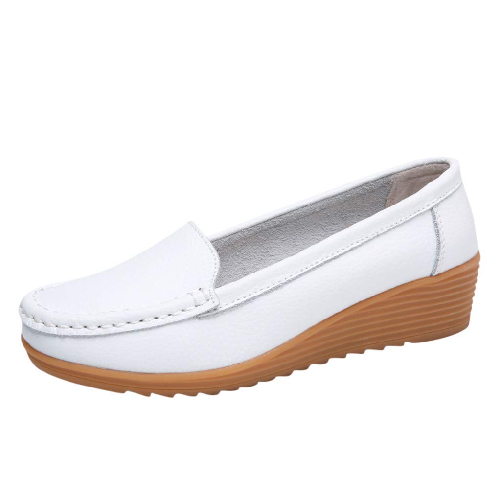 Women's Casual Slip-On Loafers - Comfortable Roman Flat Ankle Shoes for Ladies | Navy & White Color Options | Perfect for Work, Travel & Everyday Wear (Size 8.5)