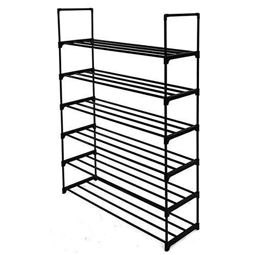 6-Tier Shoe Rack Organizer - Space Saving Shoe Storage Tower Shelf for Bedroom, Entryway, Hallway & Closet - Black Shoe Shelf for Sneakers, Boots & Sandals - Fast 3-7 Day Delivery - Perfect for Small Spaces & Apartment Living