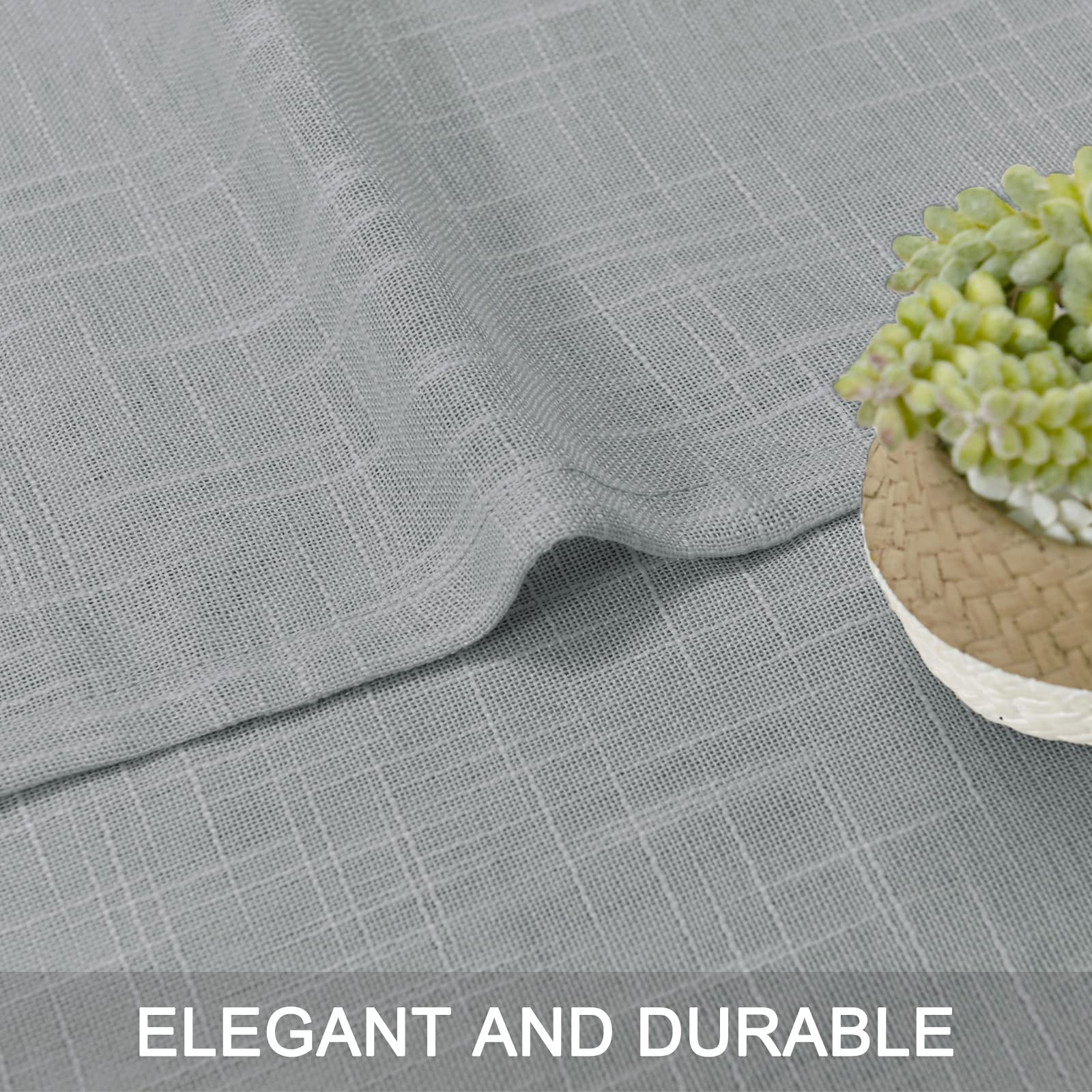 DWCN Grey Sheer Curtains - Faux Linen Textured Rod Pocket Window Panels (Set of 2, 52x45 Inches) for Living Room, Bedroom & Office - Light Filtering Semi Voile Drapes for Privacy & Natural Light