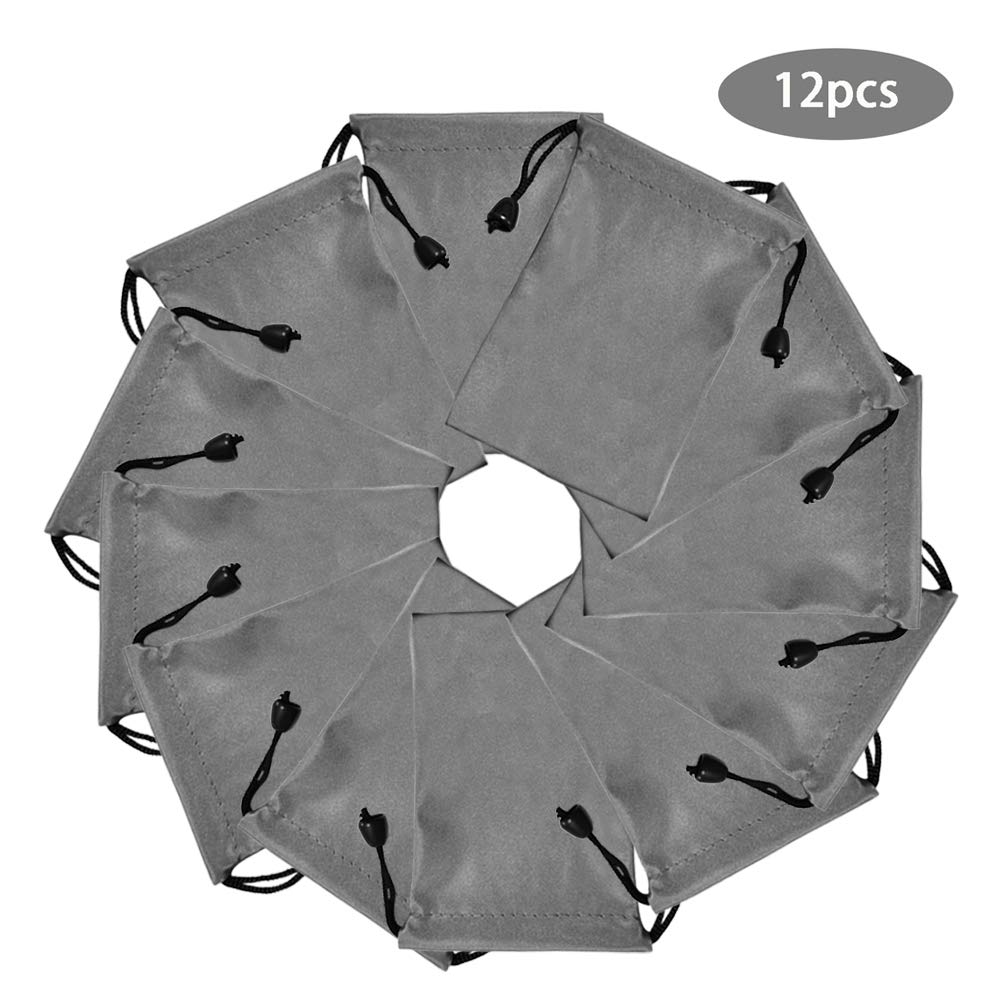 Waterproof Drawstring Bags Set - 12 Pcs Small Grey Storage Pouches (9x13CM) for Travel, Gym, Jewelry & Cosmetics Organization - Reusable Cloth Bags & Ditty Pouch Wrap Storage