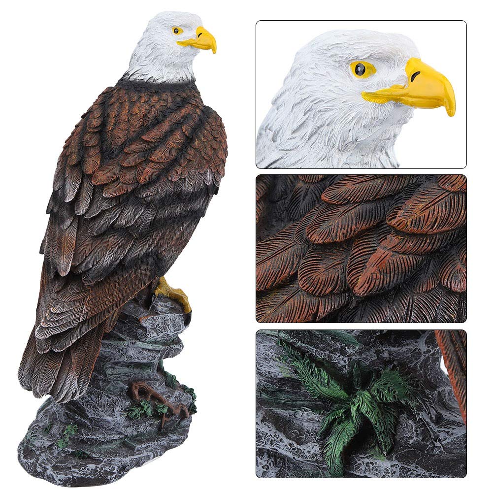 Resin Bald Eagle Garden Statue - Hand-Carved Outdoor Sculpture for Lawn, Patio & Living Room Decor | Durable Weatherproof Eagle Figurine for American Flag Displays, Patriotic Yard Art & Home Decoration