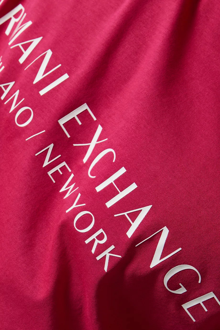 Armani Exchange Fuchsia Slim Fit Icon Logo T-Shirt for Men | Trendy Casual Wear for Parties & Date Nights