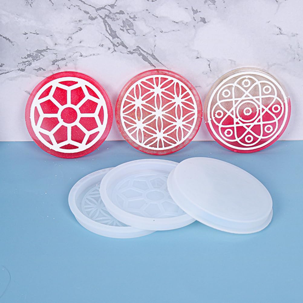 BESPORTBLE 3Pcs Round Silicone Coaster Molds for Resin Casting - DIY Epoxy Coaster Making Kit for Home Decoration, Wedding Favors, and Table Setting Accessories