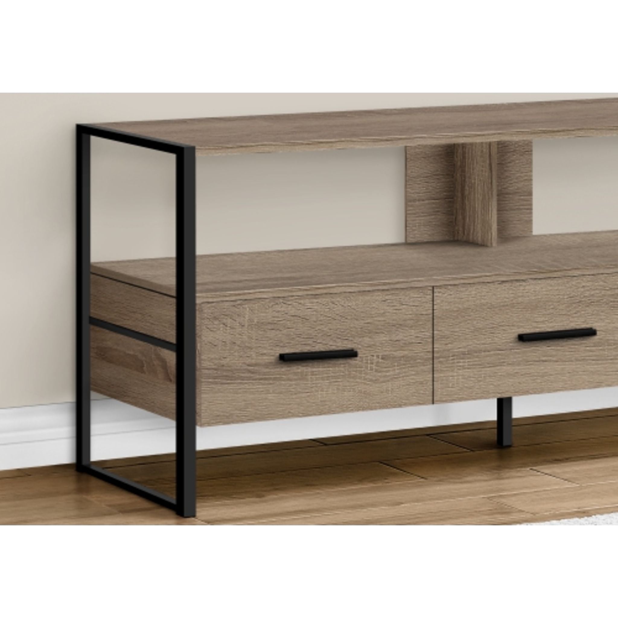 48 Inch TV Stand with Storage - Dark Taupe Modern Entertainment Center for Living Room, Bedroom & Home Theater