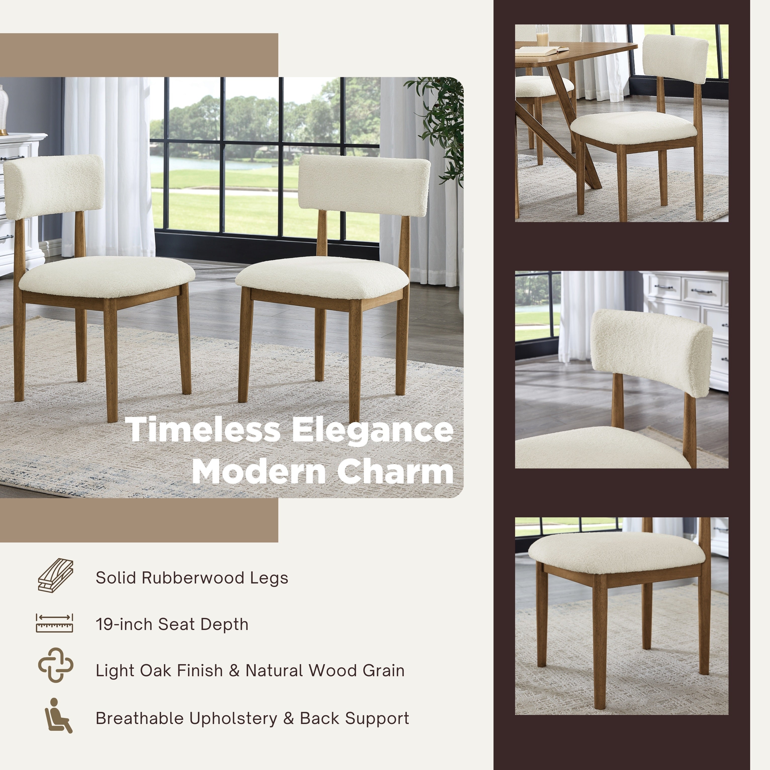 Roundhill Furniture Andus 5-Piece Dining Set - Light Oak Trestle Table with 4 Modern Chairs for Kitchen, Dining Room & Small Spaces | Rustic Farmhouse Style Home Decor