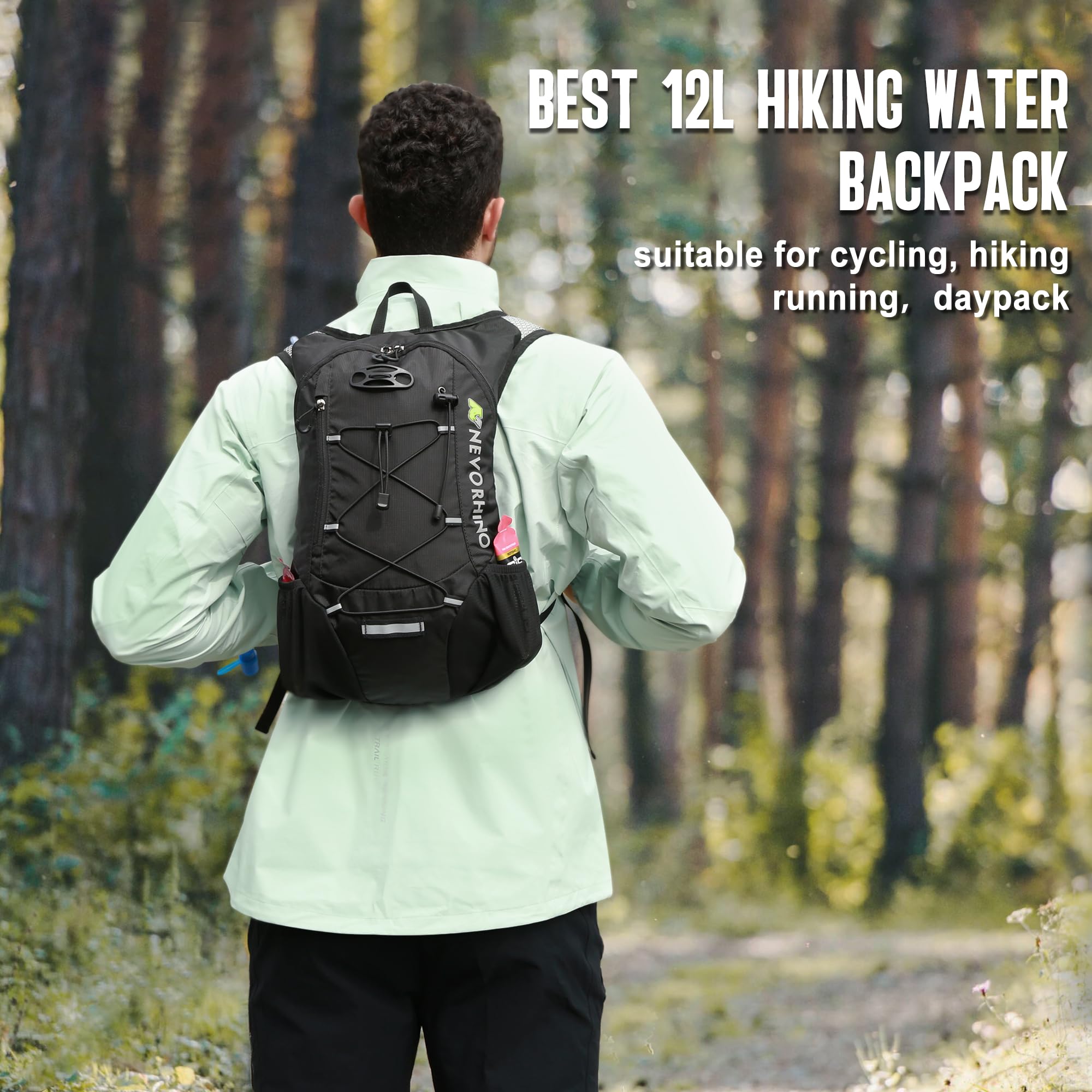 Lightweight Hydration Backpack with 2L Water Bladder - Running Cycling Hiking Daypack for Men & Women - Perfect for Outdoor Adventures, Marathons and Music Festivals