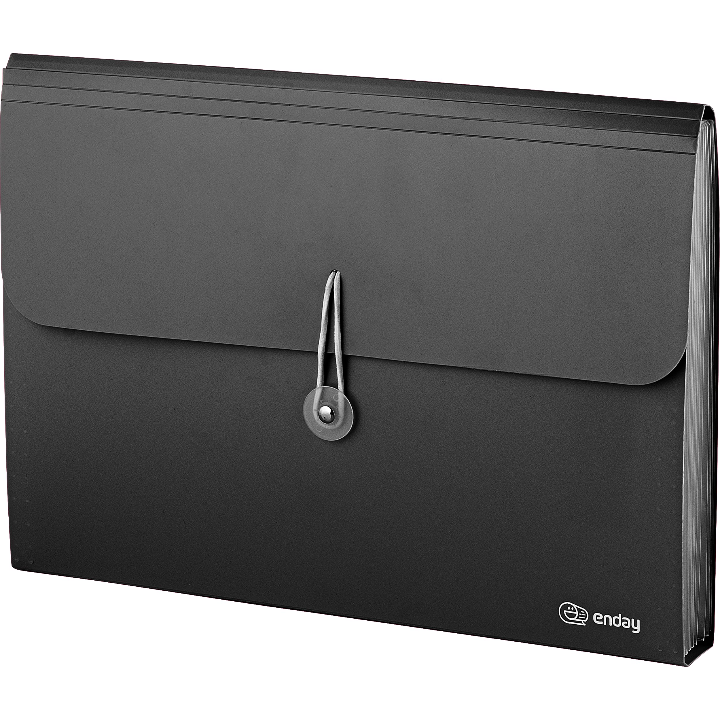 Enday 13-Pocket Accordion File Organizer - Black Expanding Folder with Labels for A4 Letter Paper, Portable Plastic Desktop Document Storage | Perfect for Office, School, and Home Organization