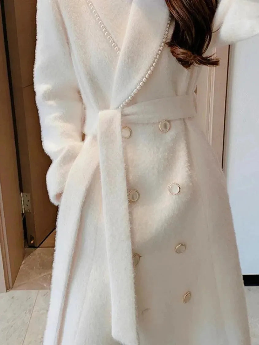 Stylish Women's Wool Wrap Coat - Elegant Winter Outerwear for Office, Dating & Special Occasions