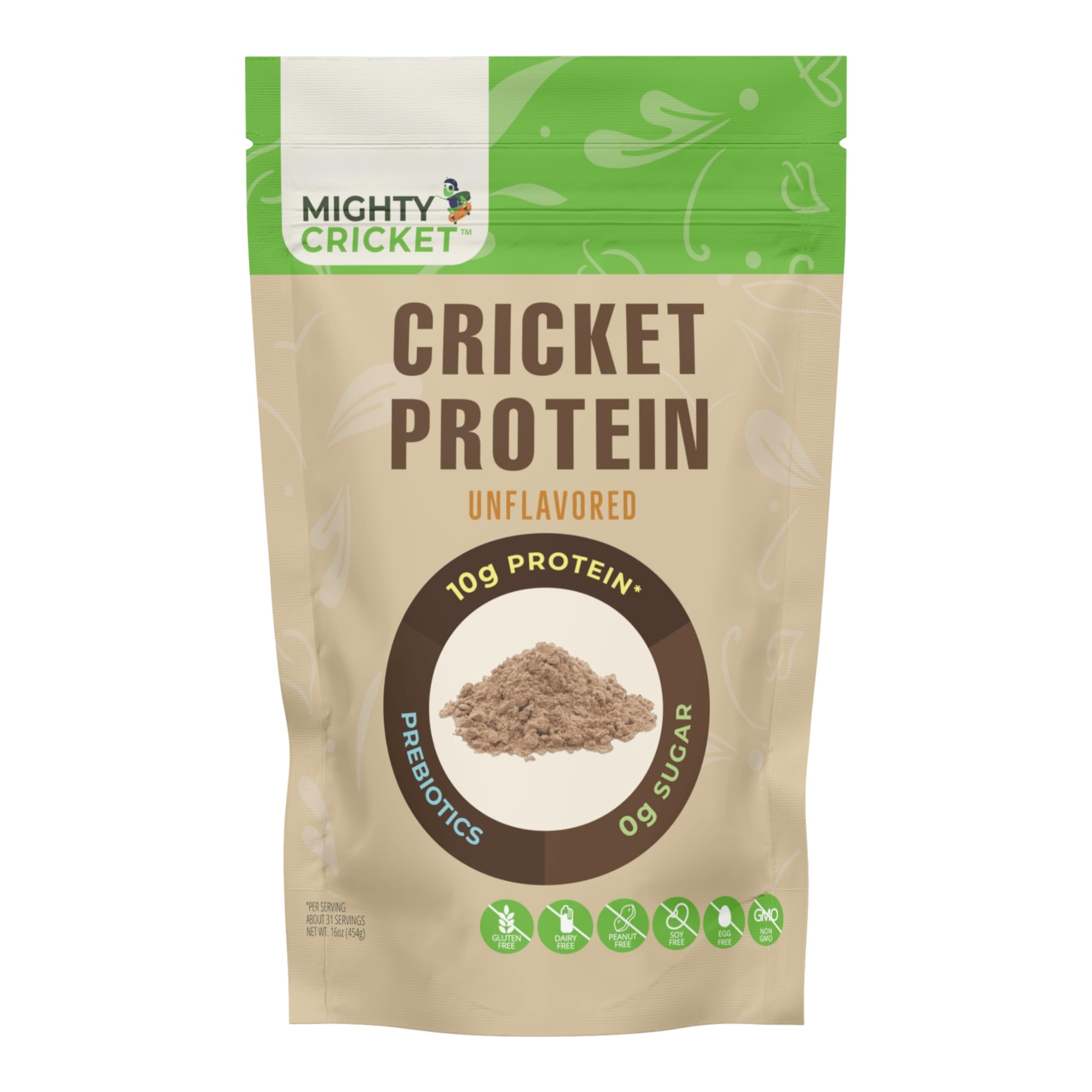 Organic Cricket Protein Powder - 100% Pure, Gluten Free, Dairy Free, Soy Free High Protein Flour Substitute | Healthy Insect Protein Source for Baking, Smoothies & Fitness Nutrition (1 lb Pack)