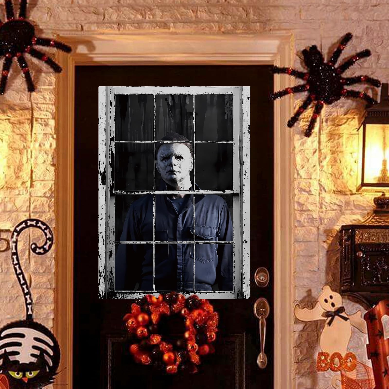 Michael Myers Halloween Polyester Curtain - 47'' x 32'' Spooky Window & Door Cover for Halloween Decorations, Scary Party Backdrop - Perfect for Haunted House, Horror Movie Nights & Halloween Party Decor