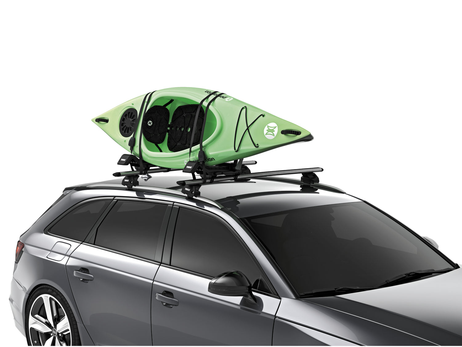 Thule Hull-a-Port XTR Kayak Roof Rack Carrier - Secure & Easy Loading for Kayaks, Canoes, and SUPs - Perfect for Road Trips, Camping, and Water Sports Adventures