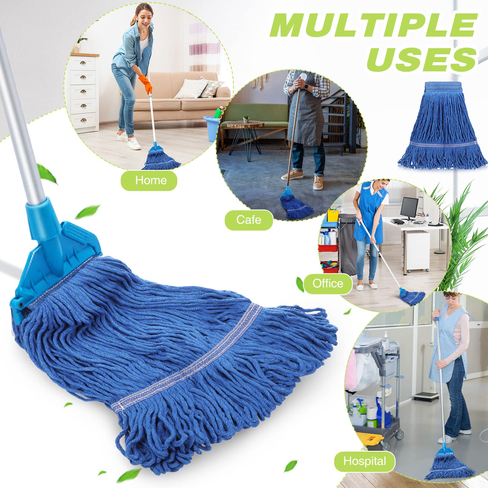 20-Pack Heavy Duty Commercial Mop Heads - Bulk Replacement Refills for Floor Cleaning | Durable Wet Mops for Home, Office & Industrial Use | Ideal for Hospitals, Schools & Janitorial Services
