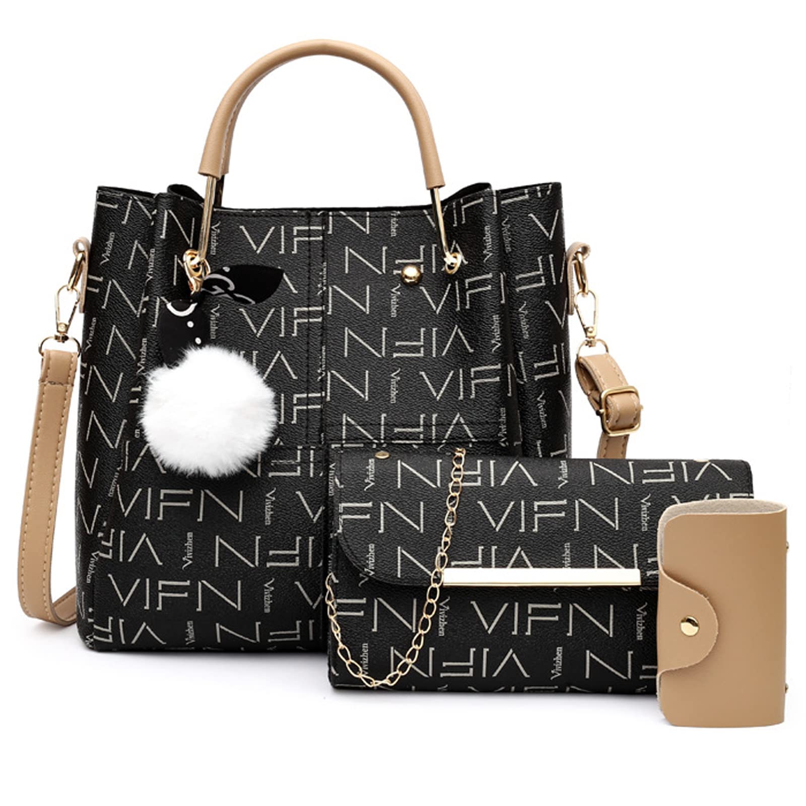 Stylish Women's Handbags & Purses Set - Shoulder Bag, Tote, Satchel & Hobo Crossbody Purse with Wallet (3-Piece) - Perfect for Work, Travel & Everyday Use