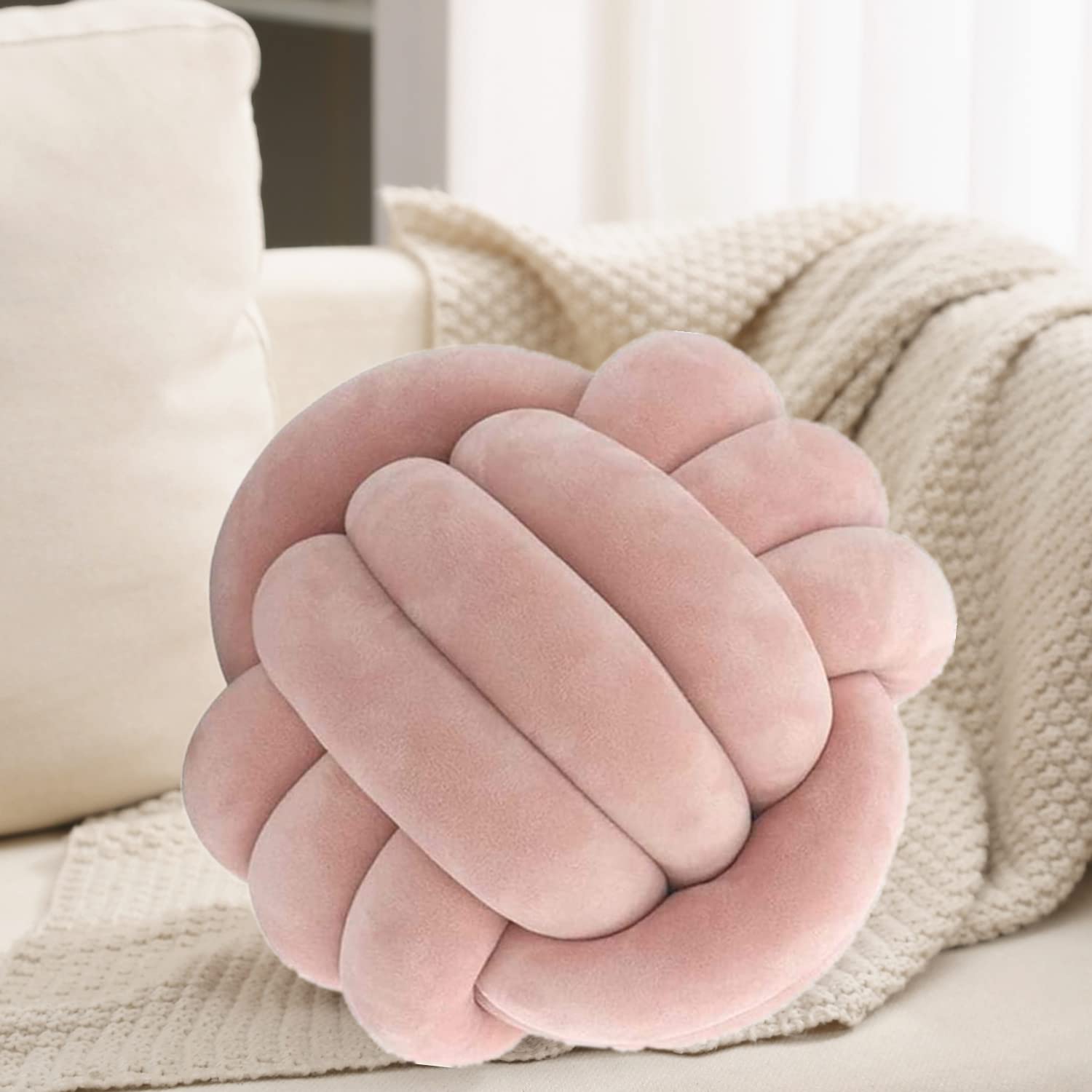 Handmade Knotted Plush Ball Pillow - Soft Decorative Throw Pillow for Couch, Bed, Car & Office | Cozy Home Decor & Unique Gift Idea for All Occasions