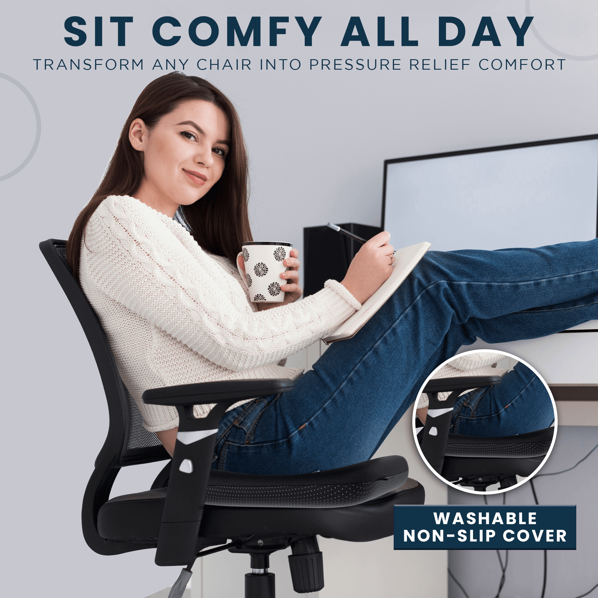 ZenBloks XL Gel Seat Cushion for Pressure Relief – Orthopedic Comfort for Office Chair, Car Seat & Wheelchair – Perfect for Long Sitting, Driving & Back Pain Relief