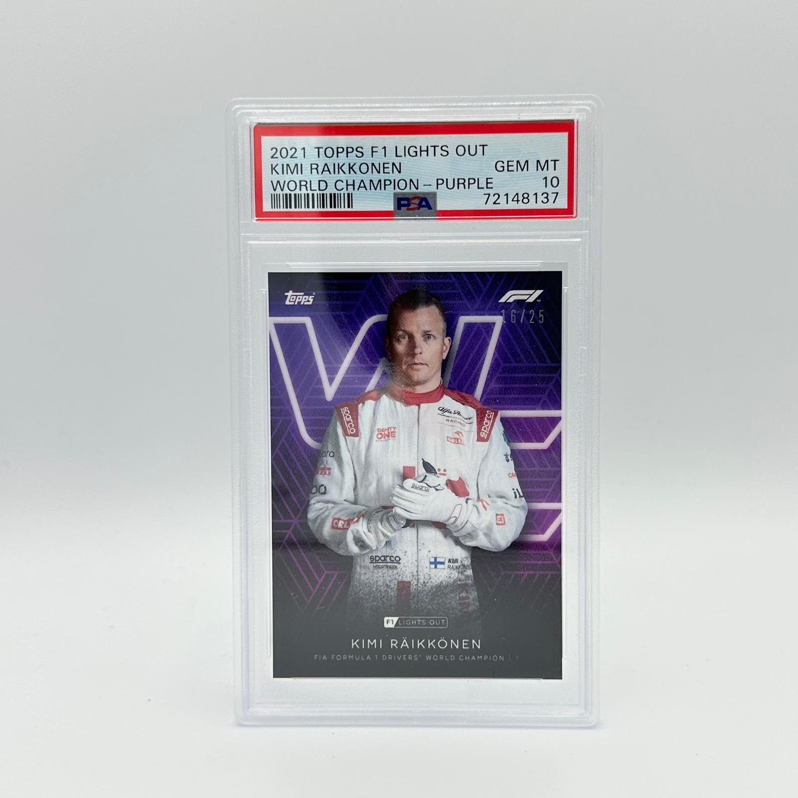 PSA 10 Graded 16/25 Kimi Raikkonen 2007 Formula 1 Drivers World Champion Trading Card - Rare Collectible for F1 Fans and Sports Memorabilia Enthusiasts