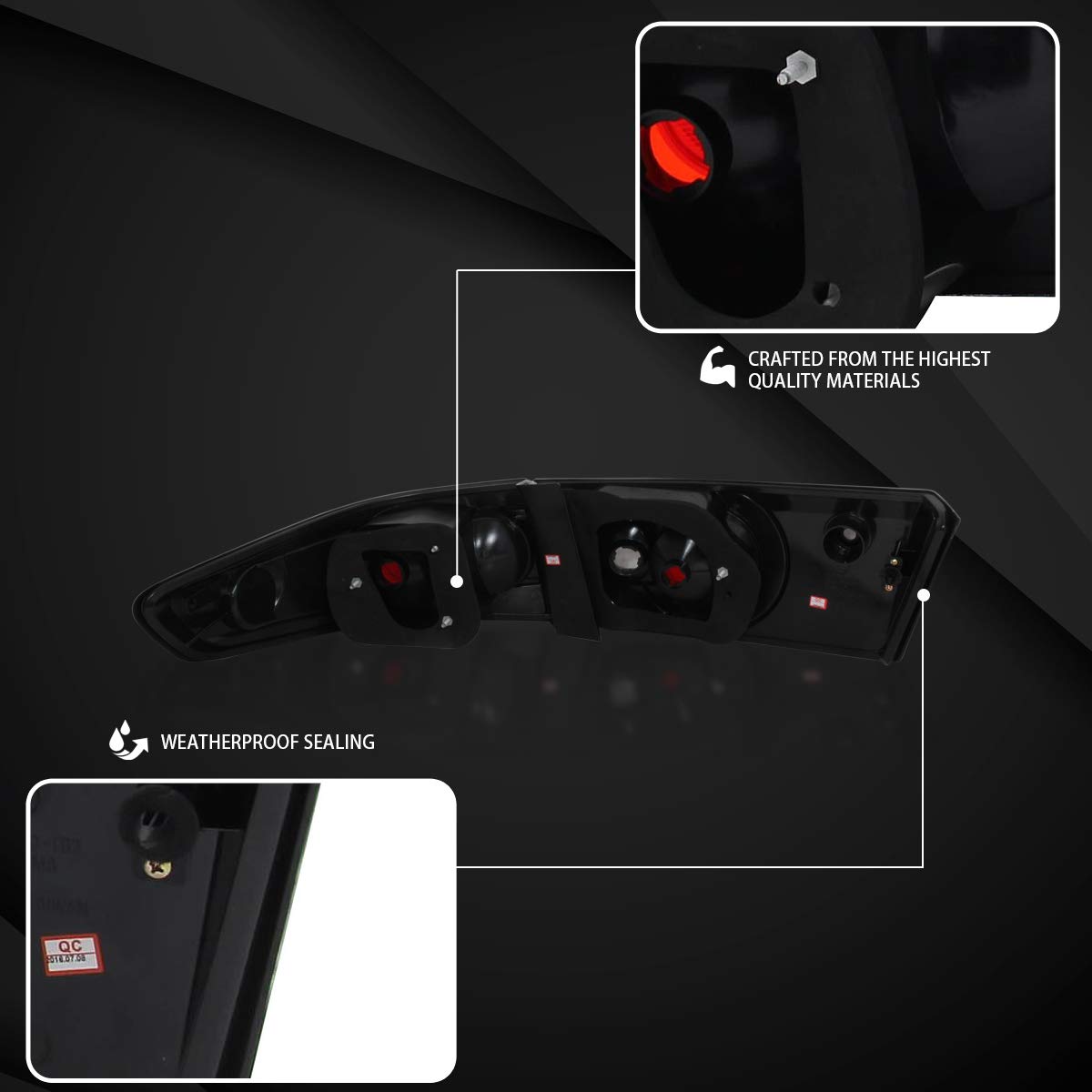 AUTOZENSATION Black Housing Clear Lens Tail Lights for 2003-2005 Honda Accord 4-Door Sedan - Left & Right Pair Assembly - Perfect for Night Driving & Car Customization