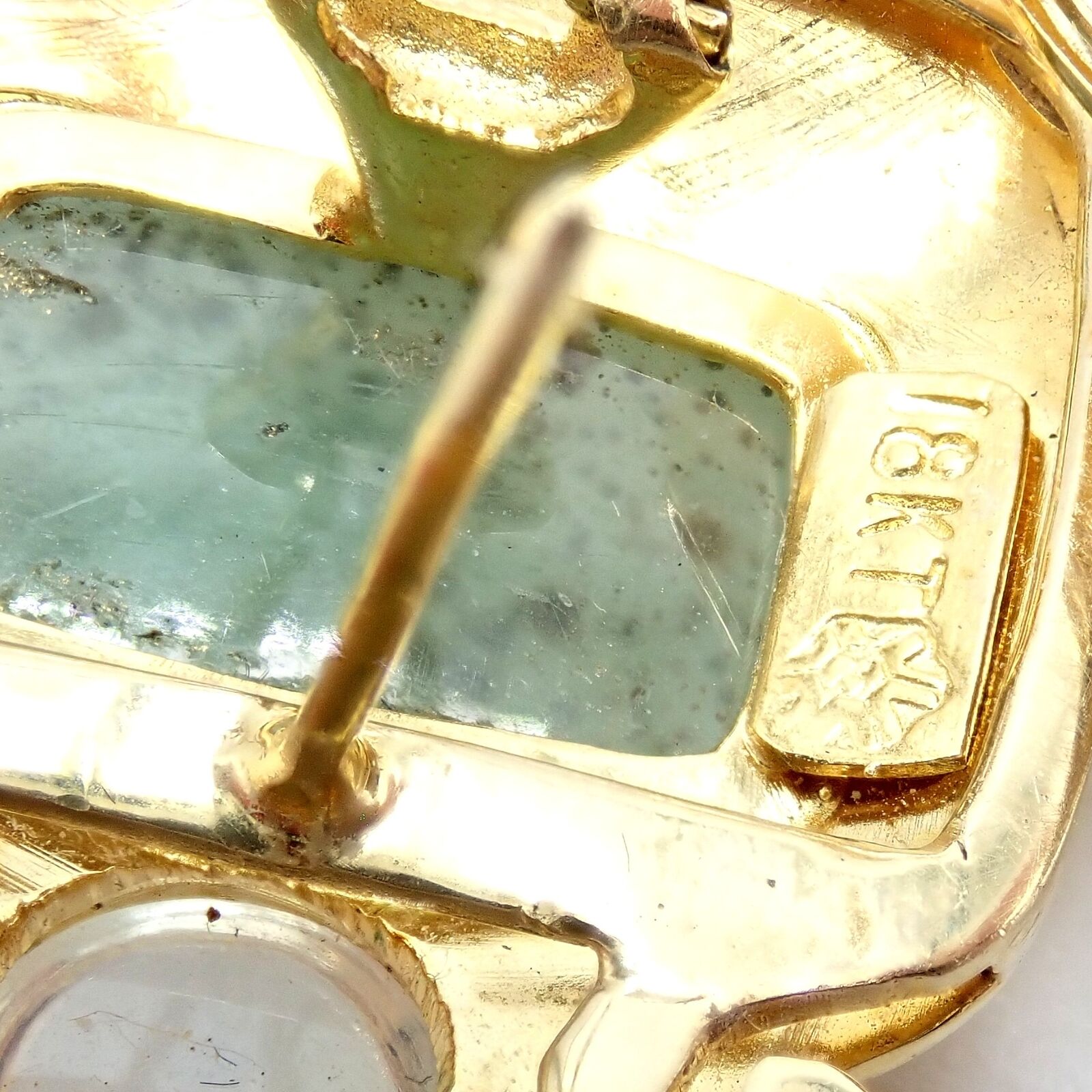 Exquisite Vintage Paula Crevoshay 18K Gold Smithsonite Moonstone Earrings - Unique Handcrafted Jewelry for Women | Perfect for Weddings, Anniversaries & Special Occasions