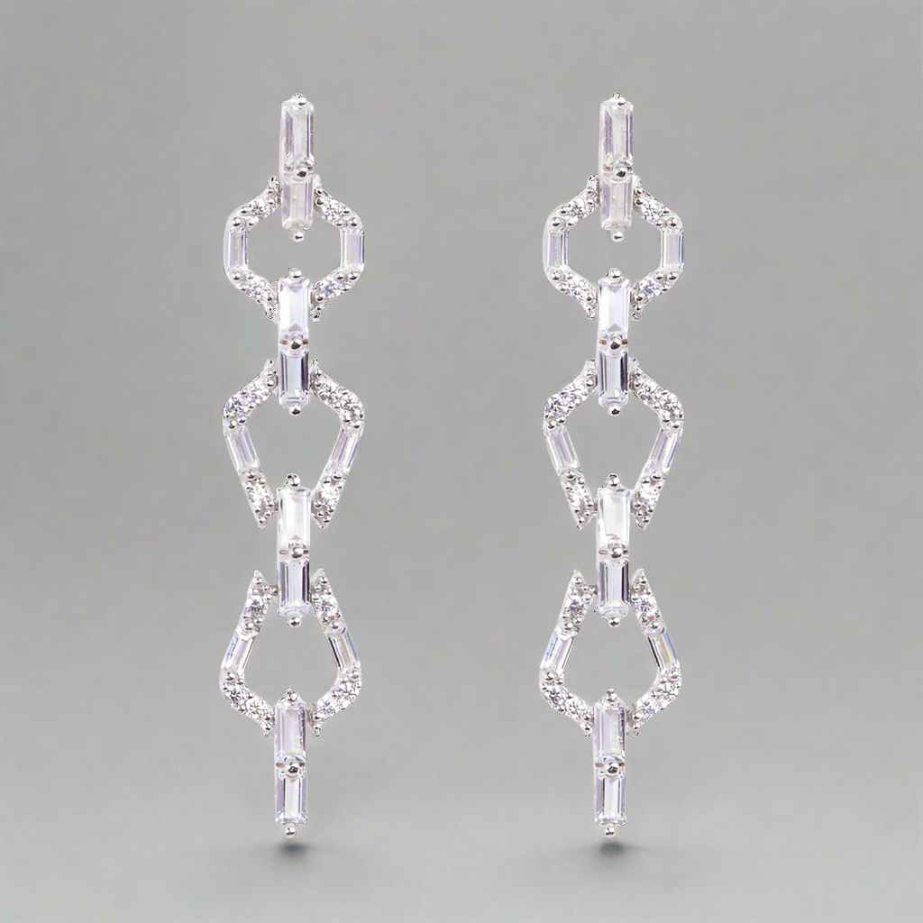 Adrienne Elegant Dangle Earrings for Women - Gold Plated Hoop Earrings with Crystals - Perfect for Parties, Weddings & Everyday Wear