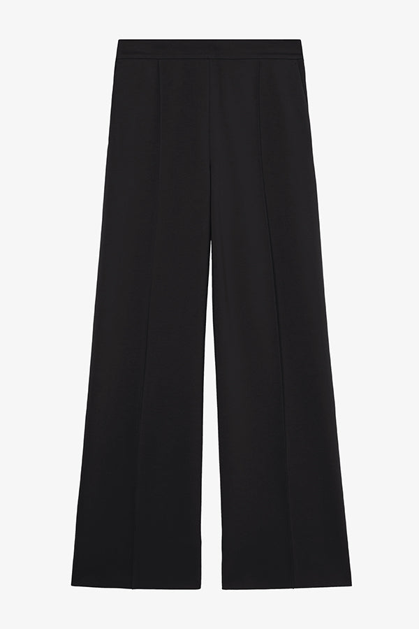 Jordan Wide Leg Pants for Women - Stretchy Butter Ponte Fabric in Black | Casual & Office Wear