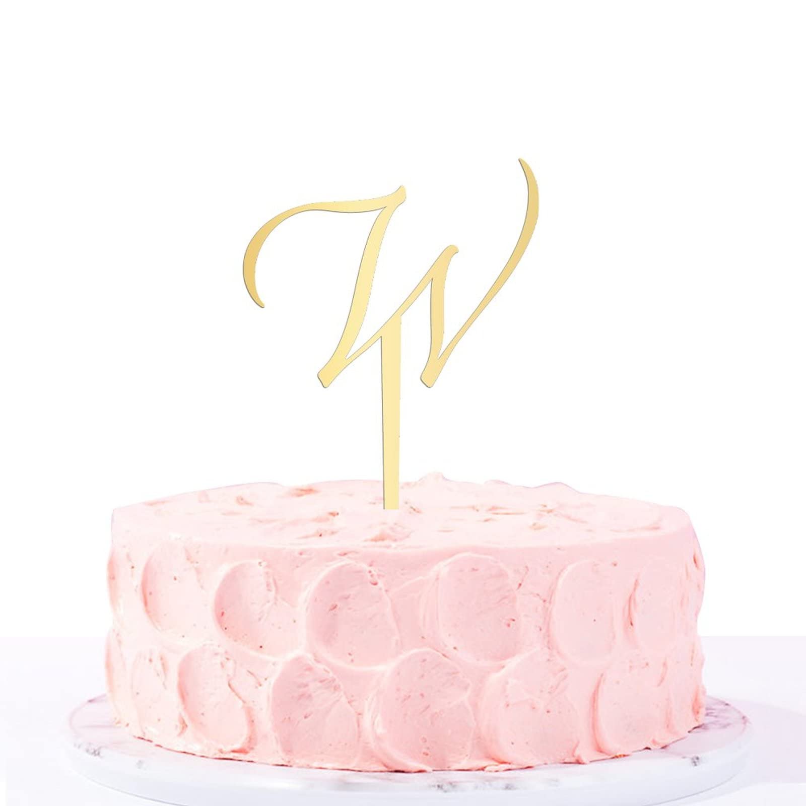 Personalized Acrylic Gold Glitter Letter W Cake Topper - Rustic Wedding, Anniversary, Engagement Party Decor - Perfect for Custom Cakes and Special Celebrations