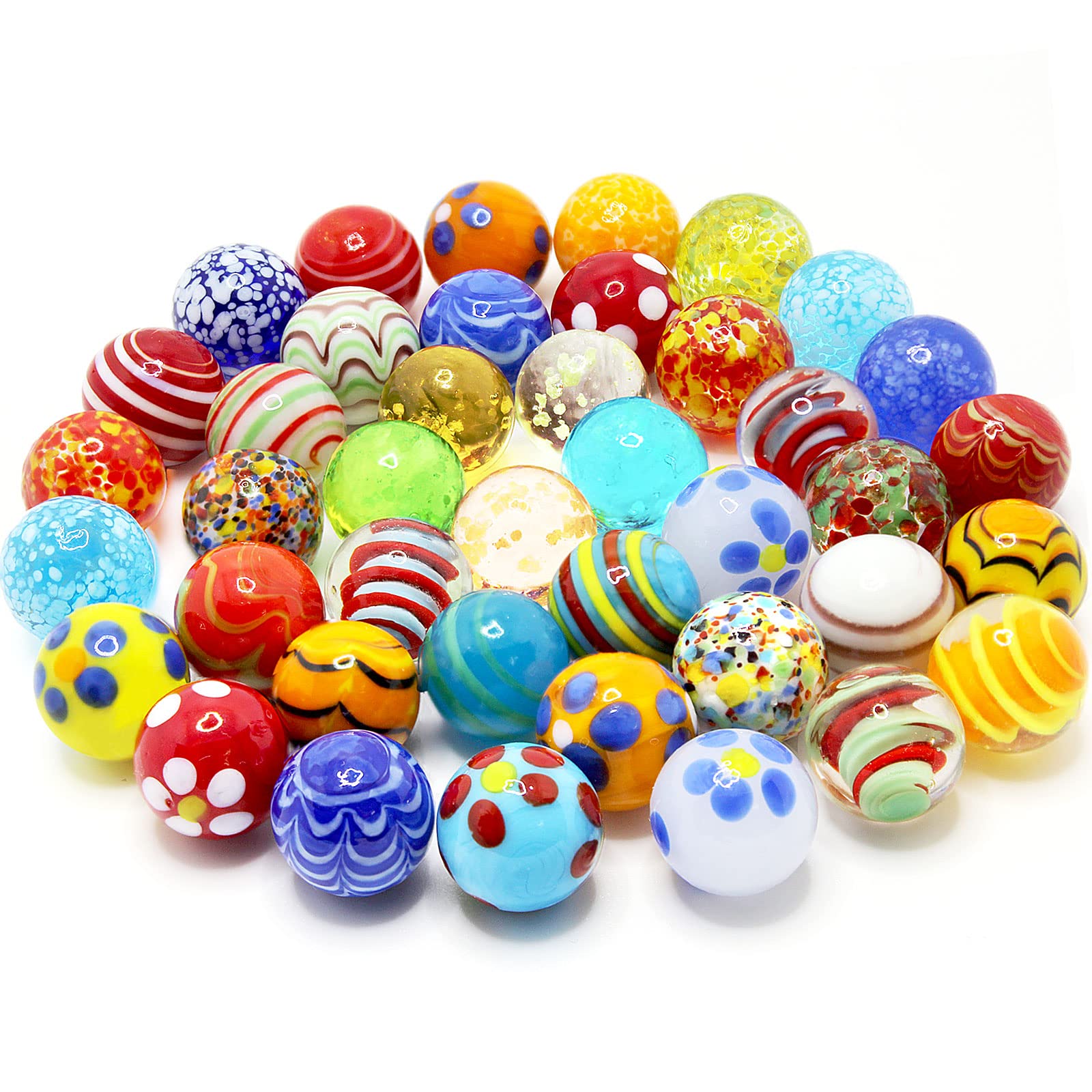 30 PCS Colorful Glass Marbles Set for Kids - 25 Assorted & 5 Glow in The Dark Marbles - Fun Marble Run Game Accessories for Boys & Girls - Bulk Marbles for Home Decoration & Sensory Play - Perfect for DIY Crafts, Party Favors and Educational Activities
