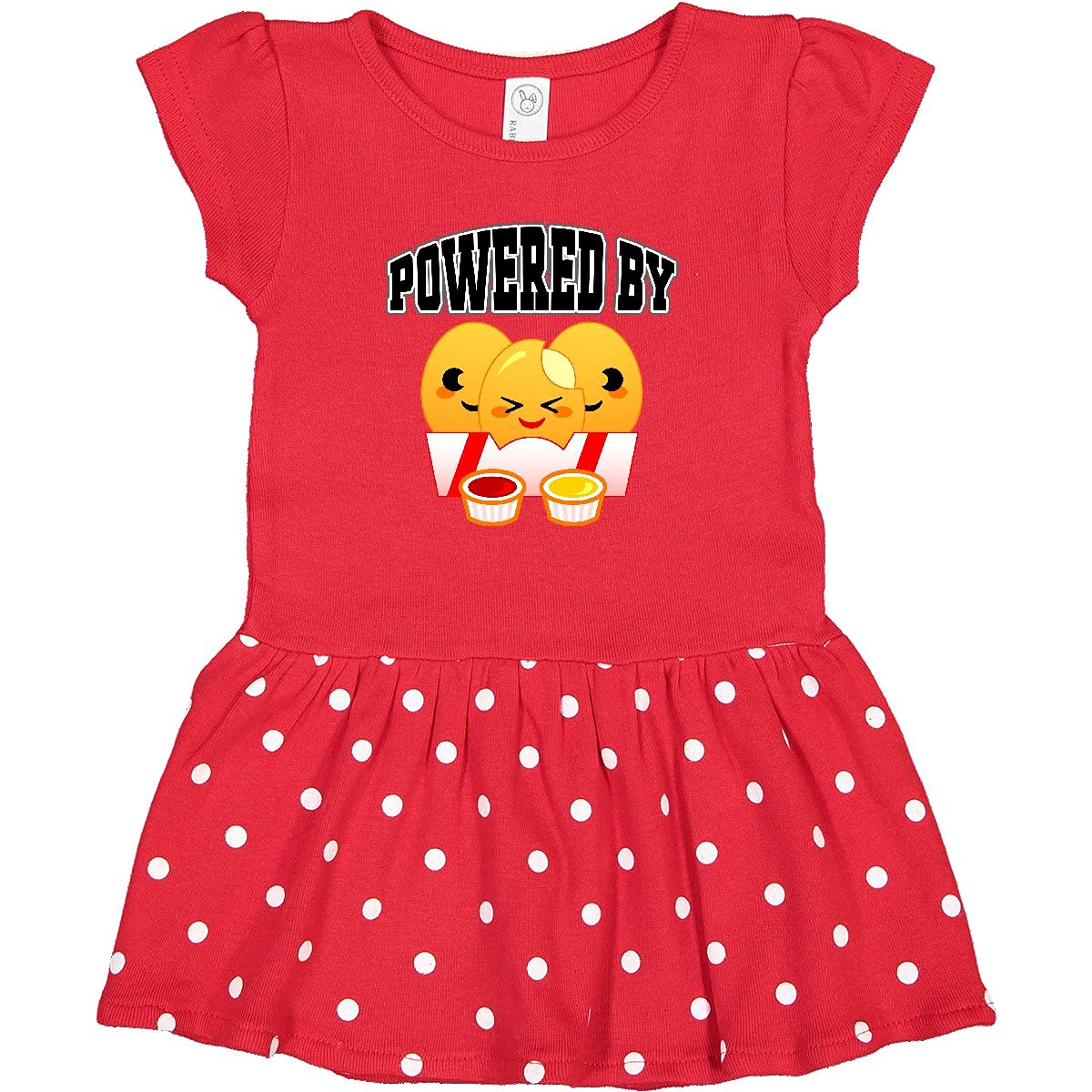 Inktastic Powered by Chicken Nuggets Baby Girl Dress - Cute & Comfortable Toddler Outfit for Playdates, Parties & Everyday Wear
