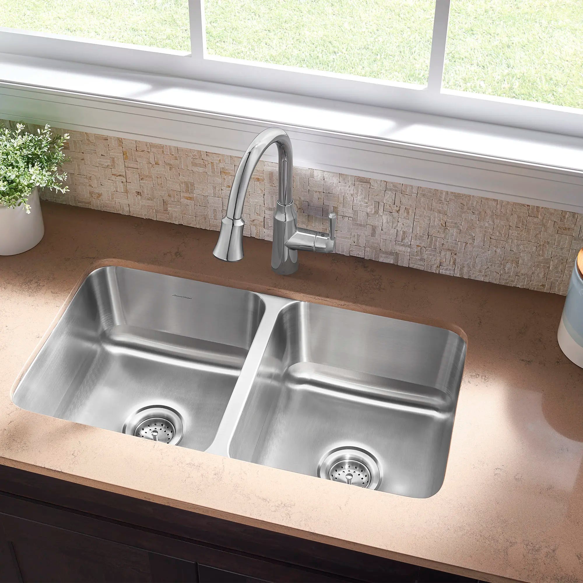 Danville® 32 x 18 Inch 50/50 Stainless Steel Double Bowl Kitchen Sink - Durable & Rust-Resistant for Modern Kitchens | Perfect for Washing Dishes, Food Prep & Multi-Tasking