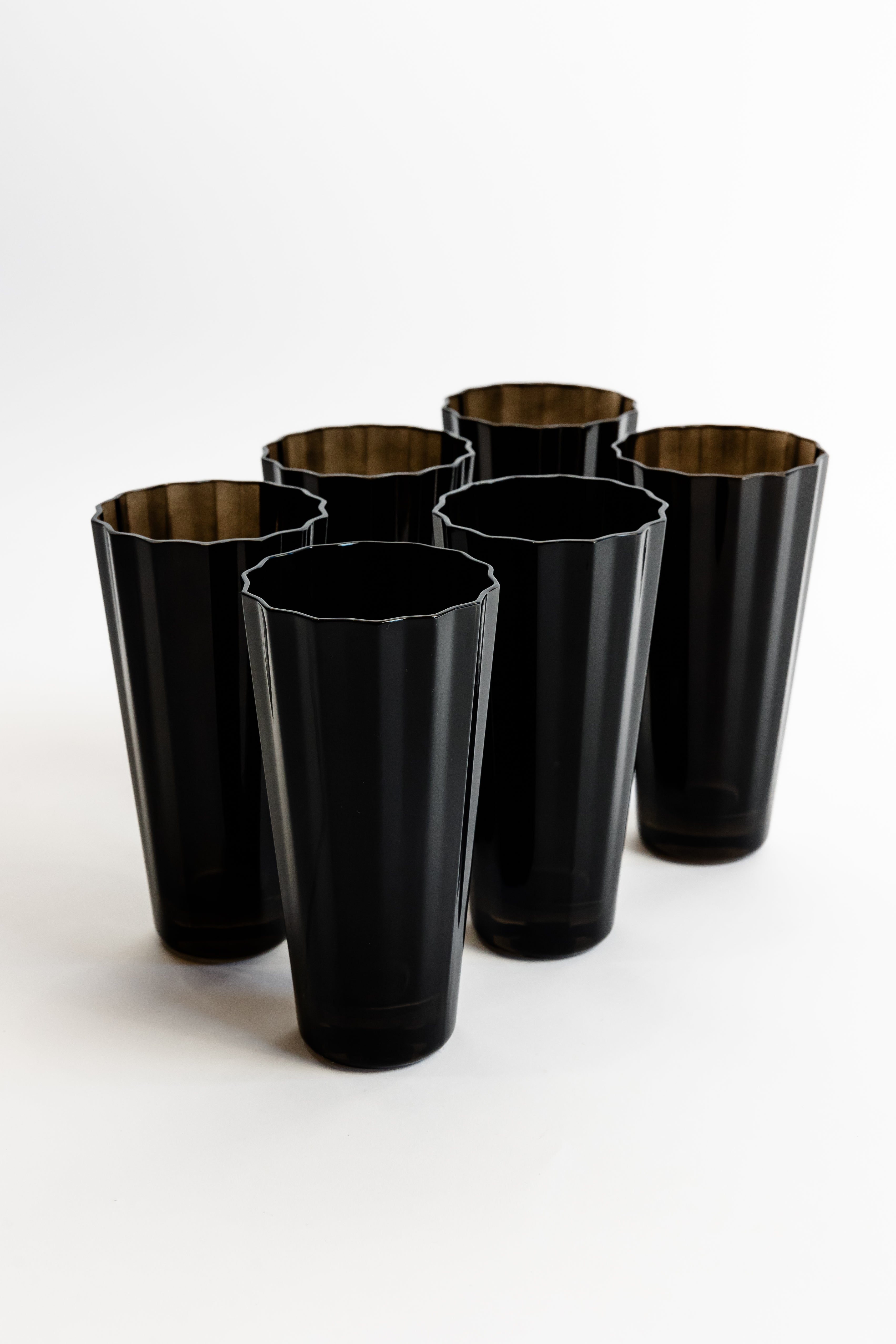 Estelle Colored Sunday Highball Glasses Set of 6 - Elegant Black Barware for Cocktails, Whiskey & Entertaining | Perfect for Home Bars, Parties & Gift Giving