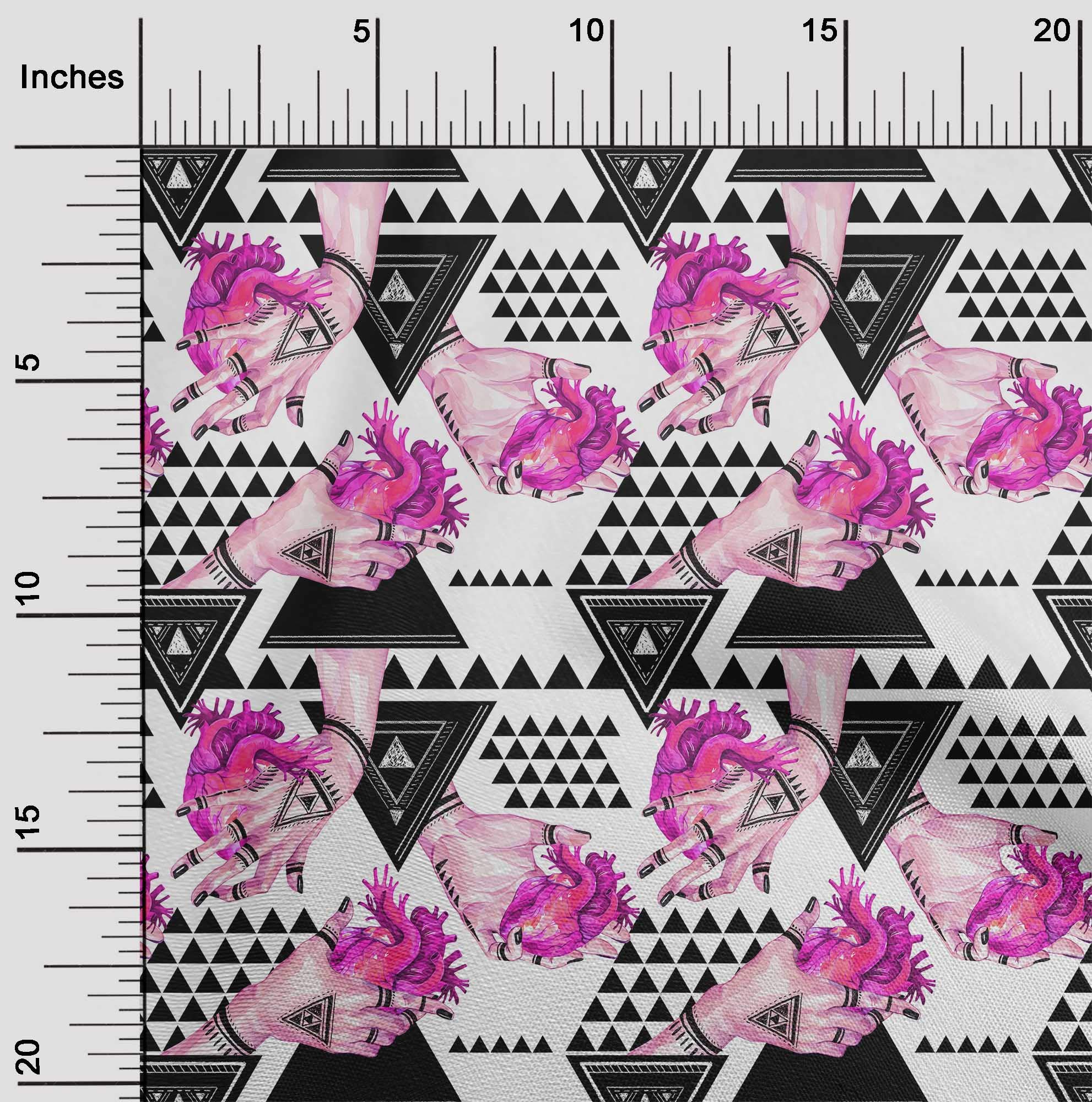 oneOone Cotton Poplin Twill Pink Fabric - Geometric Triangle Print Dress Material - 56 Inch Wide by The Yard | Perfect for DIY Dresses, Skirts & Home Decor Projects