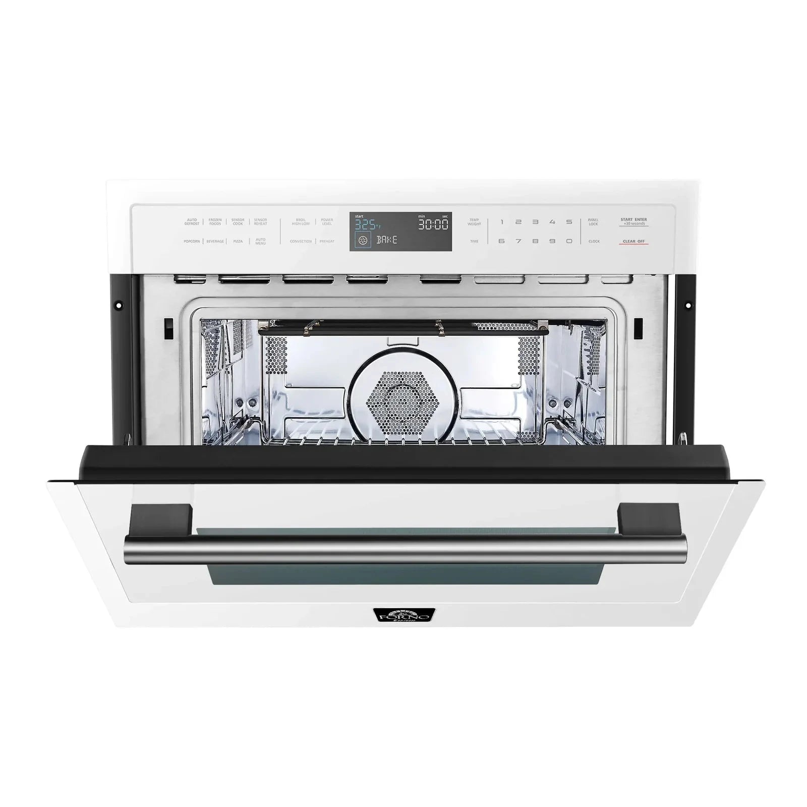 Forno Espresso 24-Inch Built-In Microwave Oven with Antique Brass Handles - White Countertop Microwave (Model FMWDR3093 24WHT) for Modern Kitchens & Small Spaces