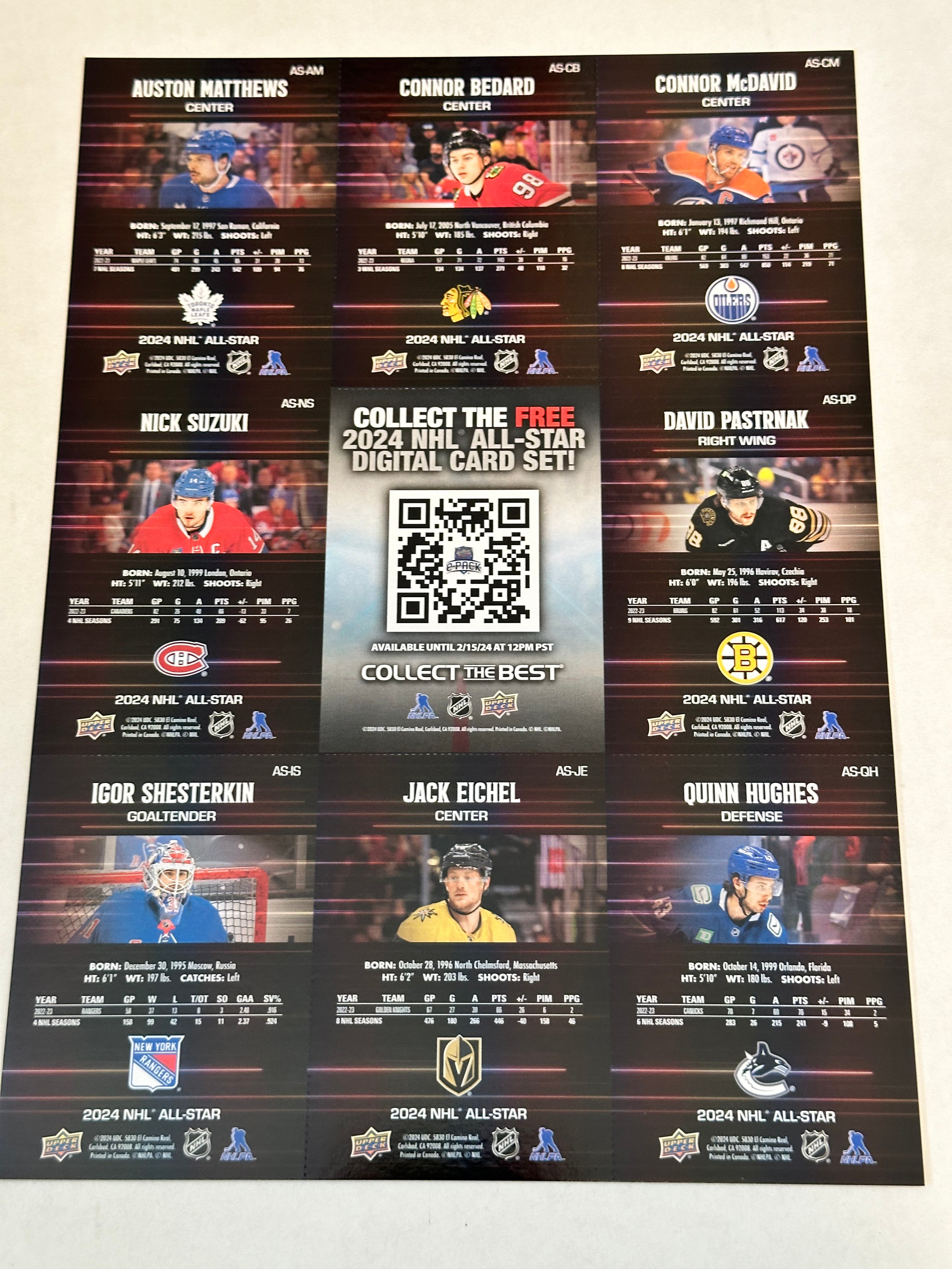 2024 Connor Bedard Upper Deck Rookie Hockey Card - All-Star Game Limited Edition Uncut Sheet - Perfect for Collectors, Investors & Hockey Fans - Display in Frames or Protect in Card Sleeves