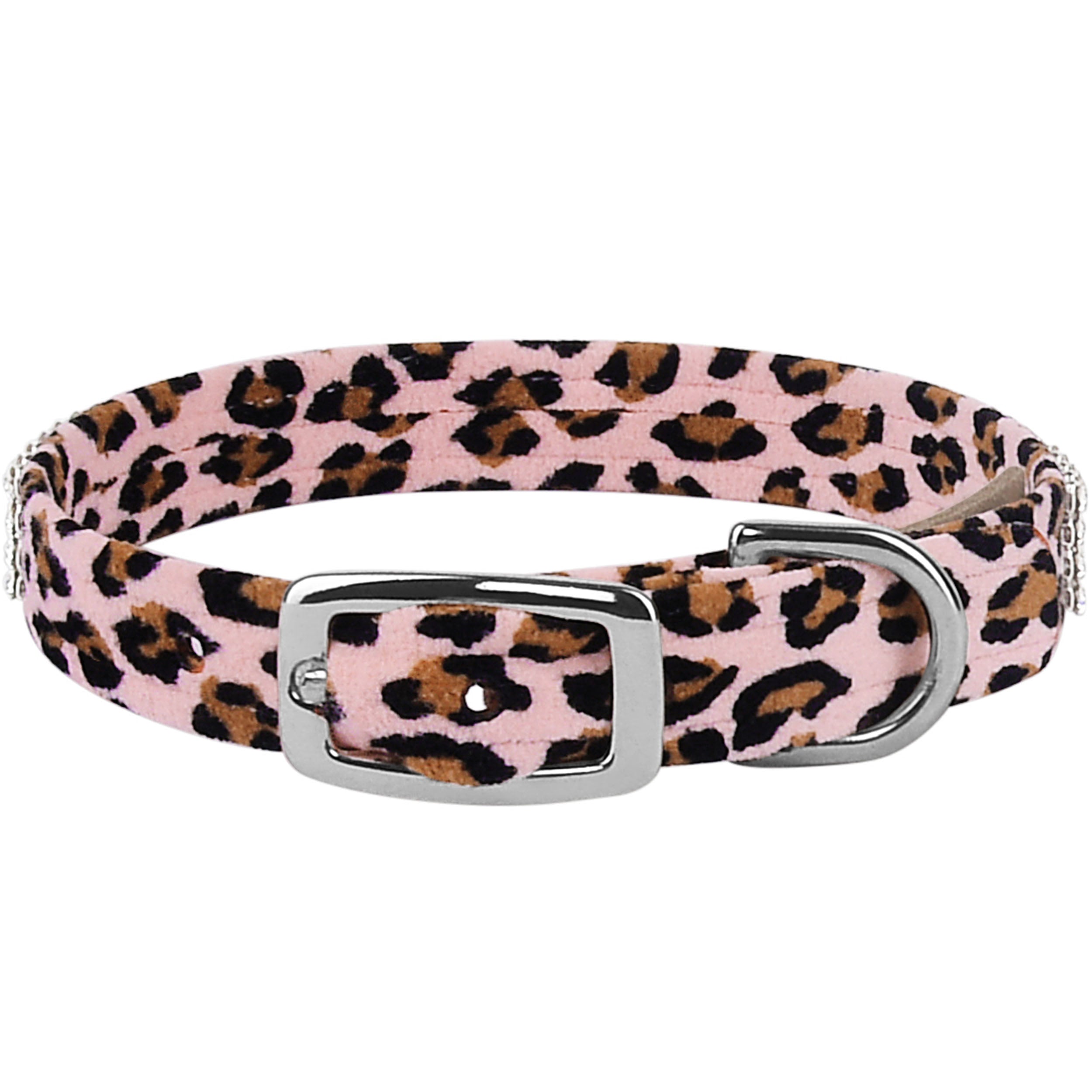 Cheetah Couture 4 Row Giltmore Dog Collar - Fashionable Leopard Print Pet Accessory for Small & Medium Dogs - Perfect for Walks, Training & Special Occasions