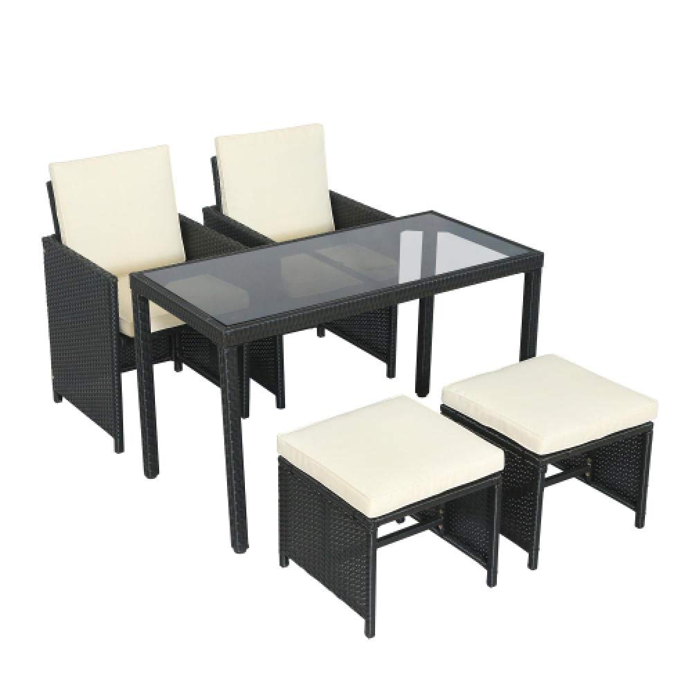 KaO0YaN 5-Piece Rattan Patio Furniture Set - All-Weather Wicker Chairs & Table for Outdoor/Indoor Use - Perfect for Backyard, Porch, Garden, Poolside & Balcony - Modern Grey Patio Set (Weather-Resistant & Comfortable)
