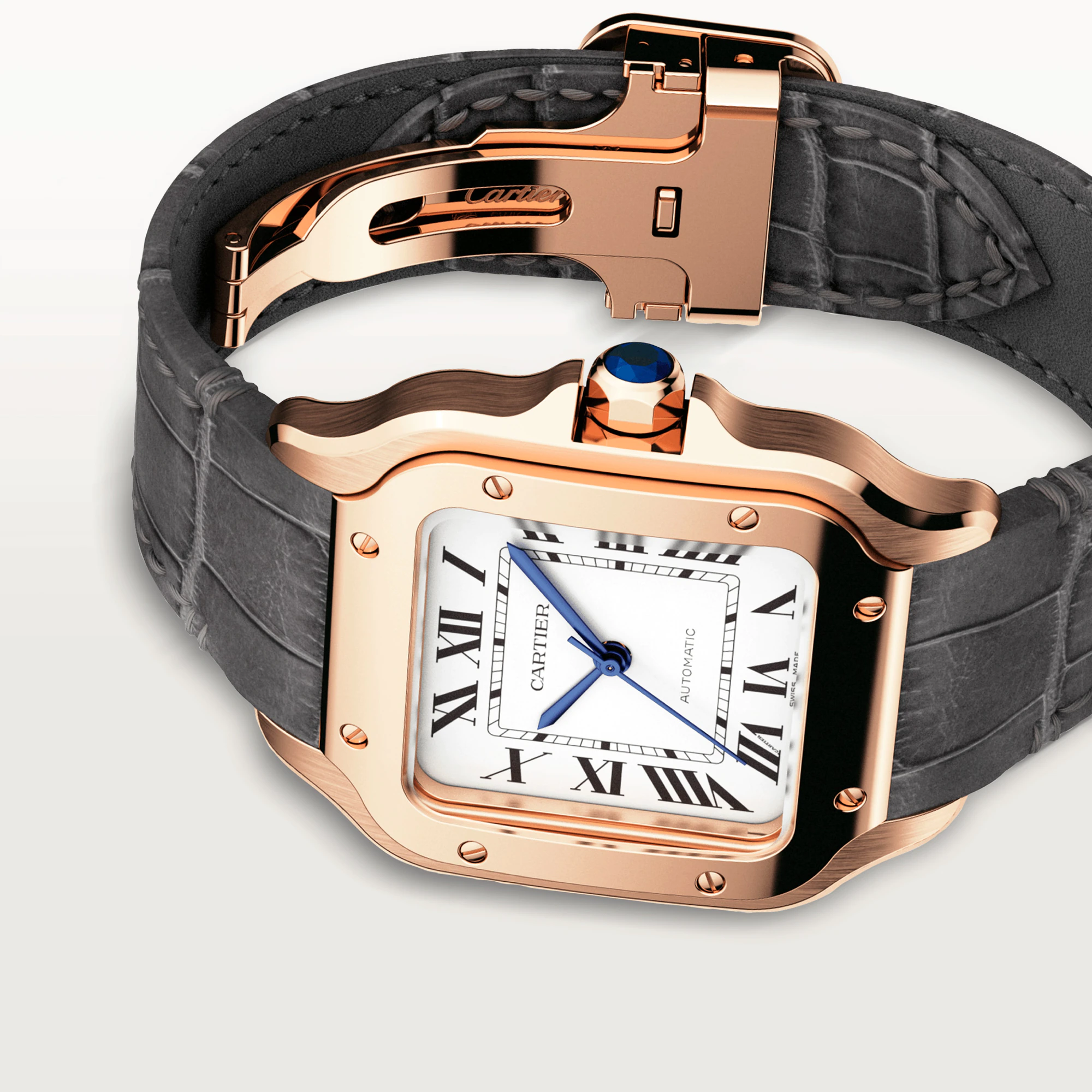 Cartier Santos Rose Gold Unisex Watch - Luxury Swiss Automatic Timepiece for Men & Women - Perfect for Business, Gifts & Special Occasions