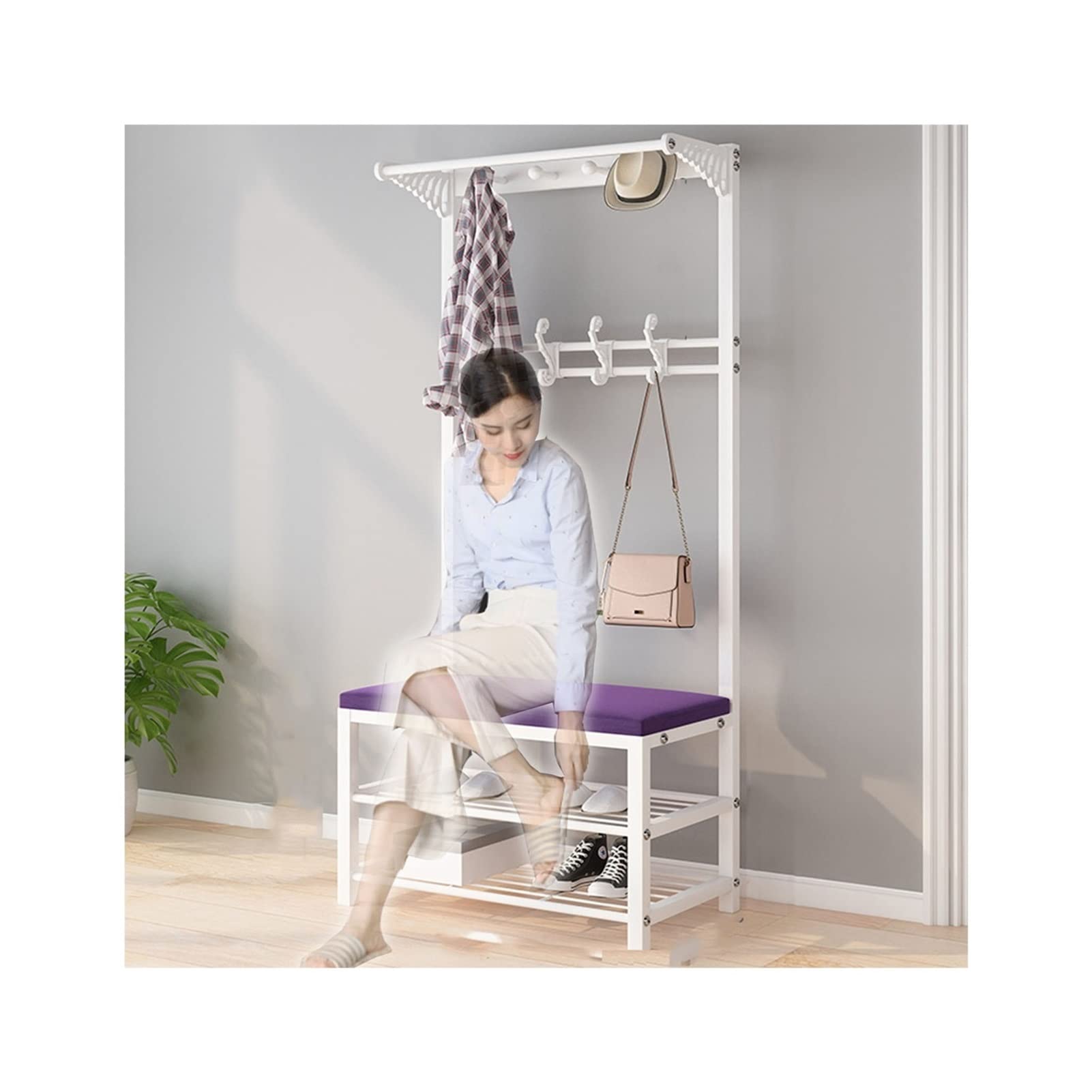 YXYECEIPENO Hall Tree with Bench & Shoe Storage - Coat Rack Entryway Organizer with Soft Cushion - Perfect for Dressing Room, Bedroom, Shop & Entrance - Ideal for Small Space Organization & Home Decor