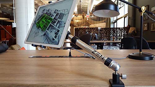 ZMC Industrial Universal Tablet Stand with C-Clamp Mounting Base - Adjustable Phone & iPad Holder for Desk, Kitchen, Office, and Workshop Use